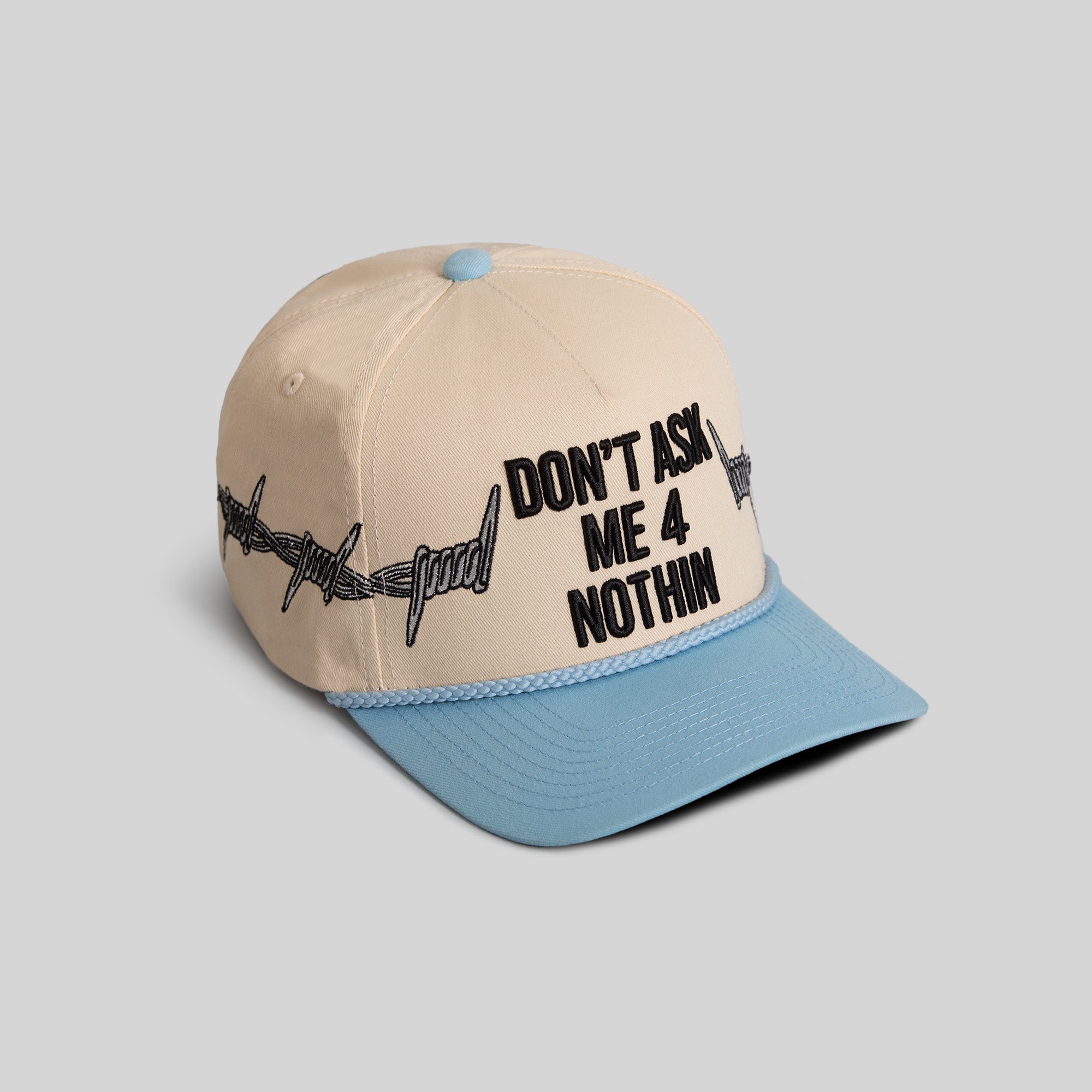 DON’T ASK BARBED WIRE SAND UNI BLUE TWILL TRUCKER