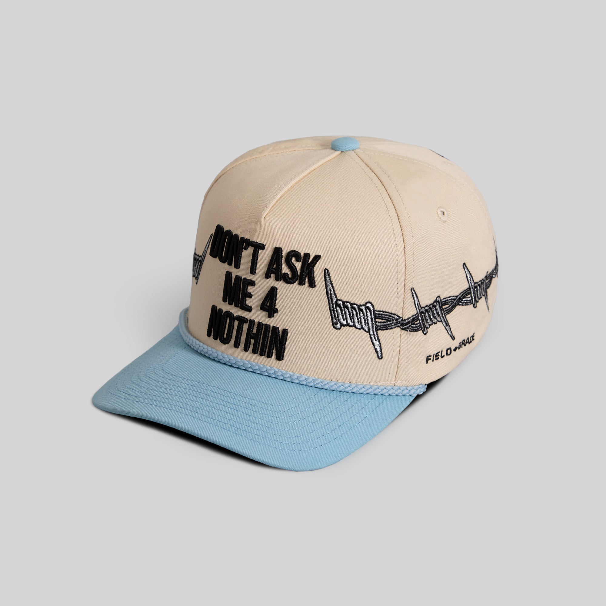 DON’T ASK BARBED WIRE SAND UNI BLUE TWILL TRUCKER