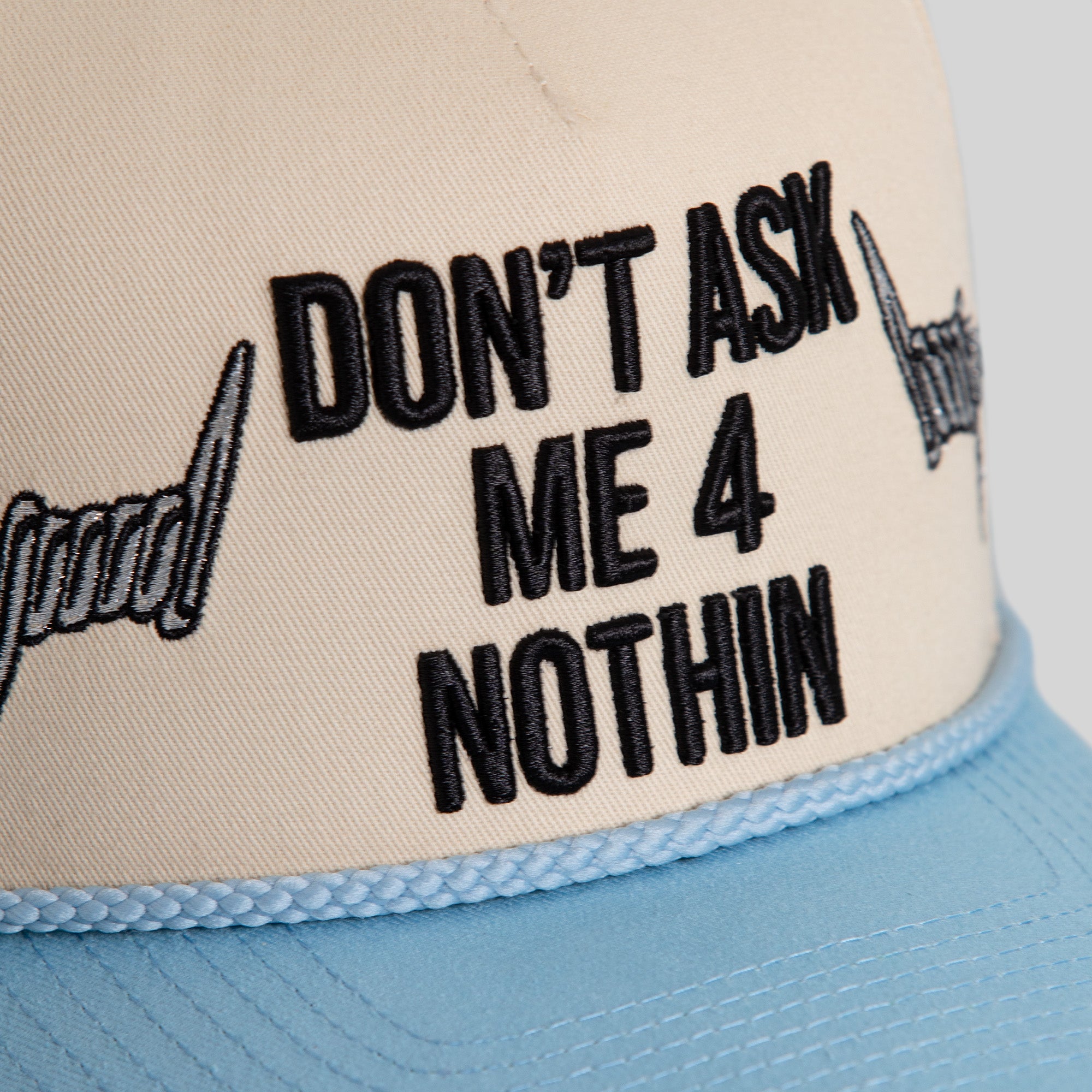 DON’T ASK BARBED WIRE SAND UNI BLUE TWILL TRUCKER