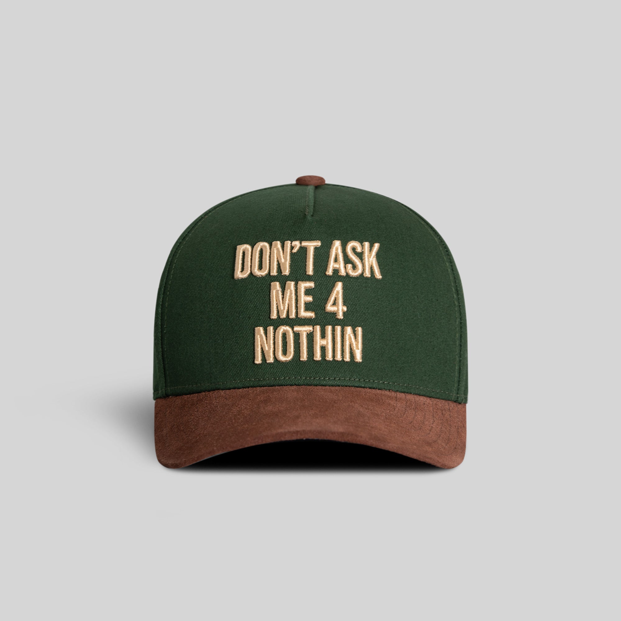 DON'T ASK ME FG GREEN MOCHA TWILL SUEDE TRUCKER