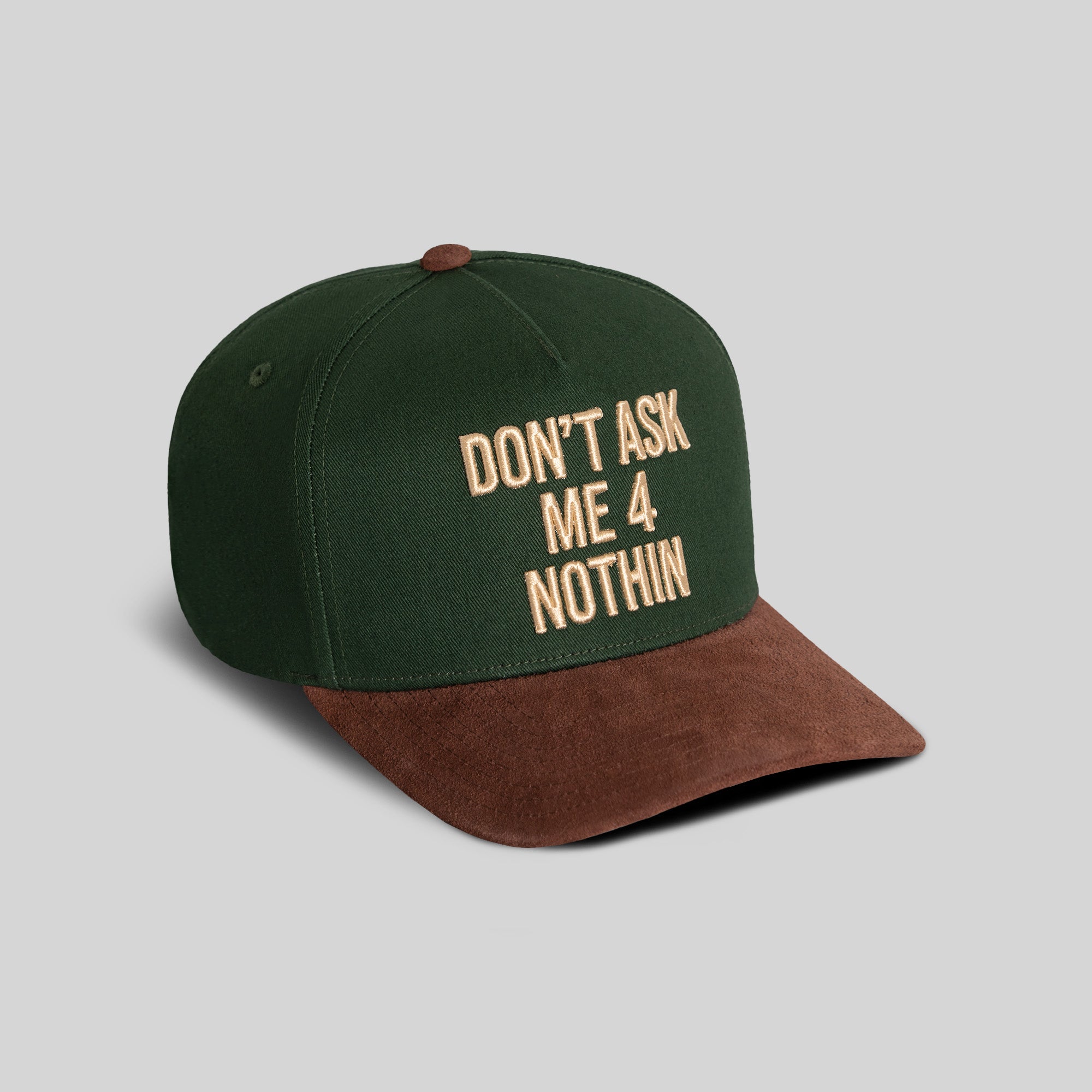 DON'T ASK ME FG GREEN MOCHA TWILL SUEDE TRUCKER