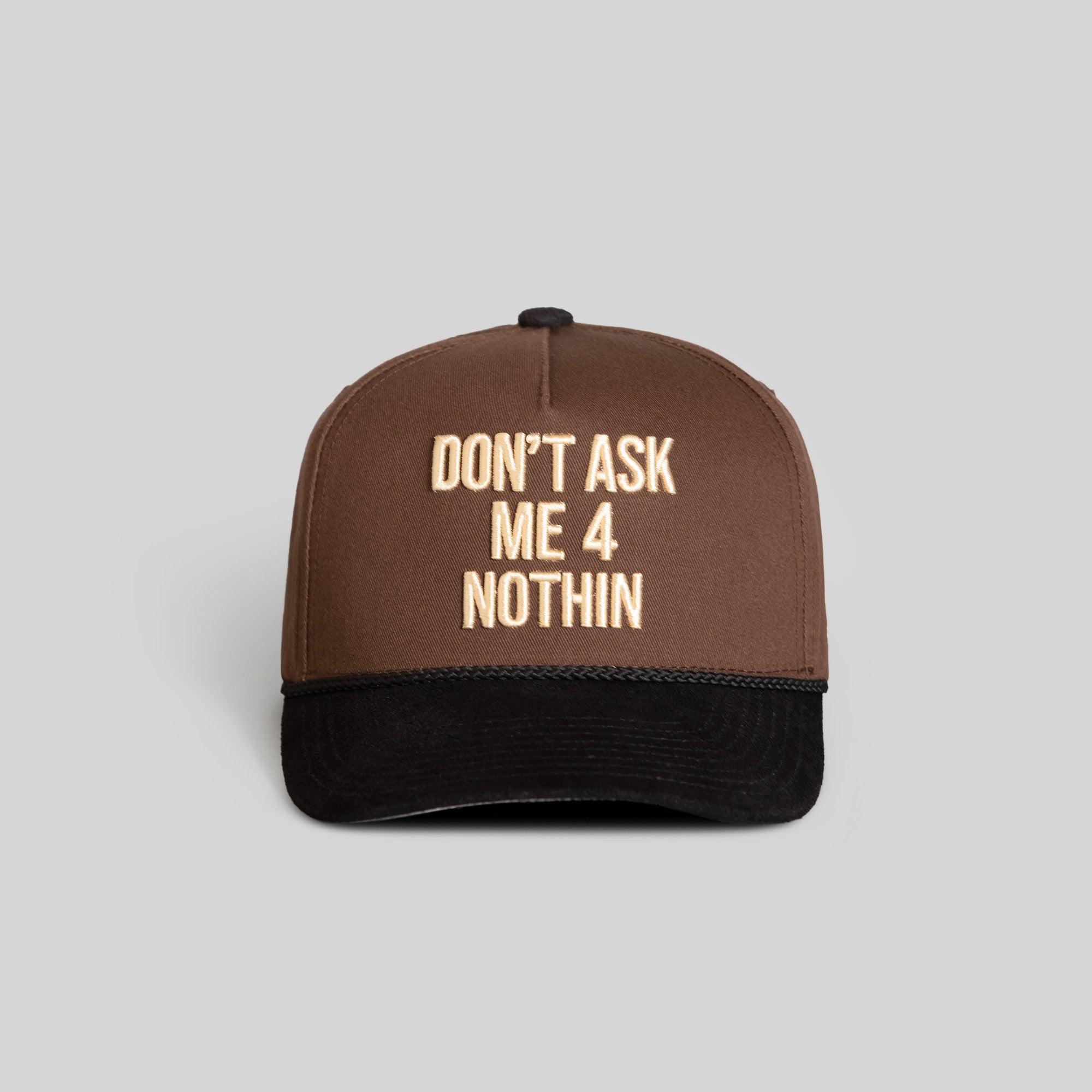 DON'T ASK ME MOCHA BLACK TWILL SUEDE TRUCKER