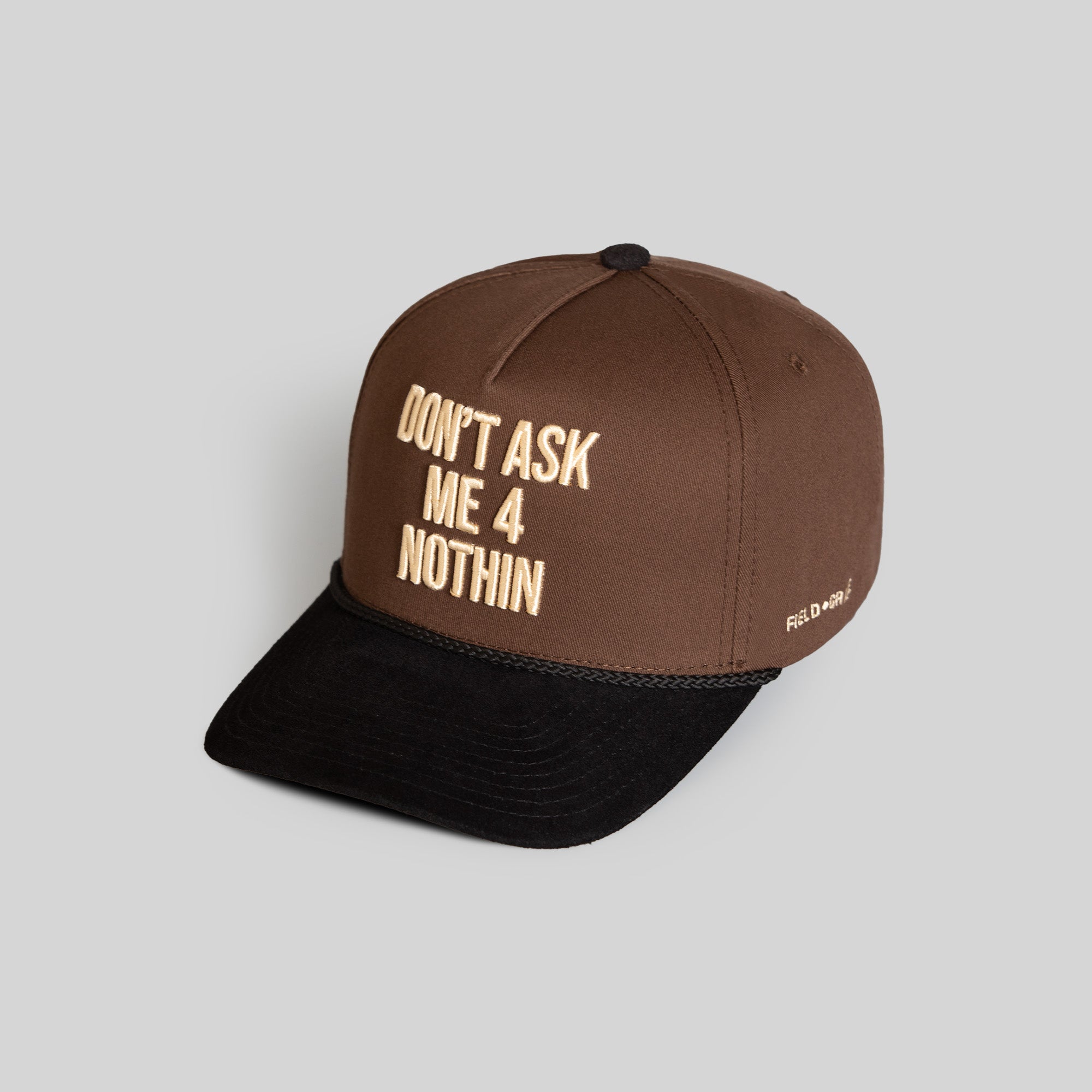 DON'T ASK ME MOCHA BLACK TWILL SUEDE TRUCKER