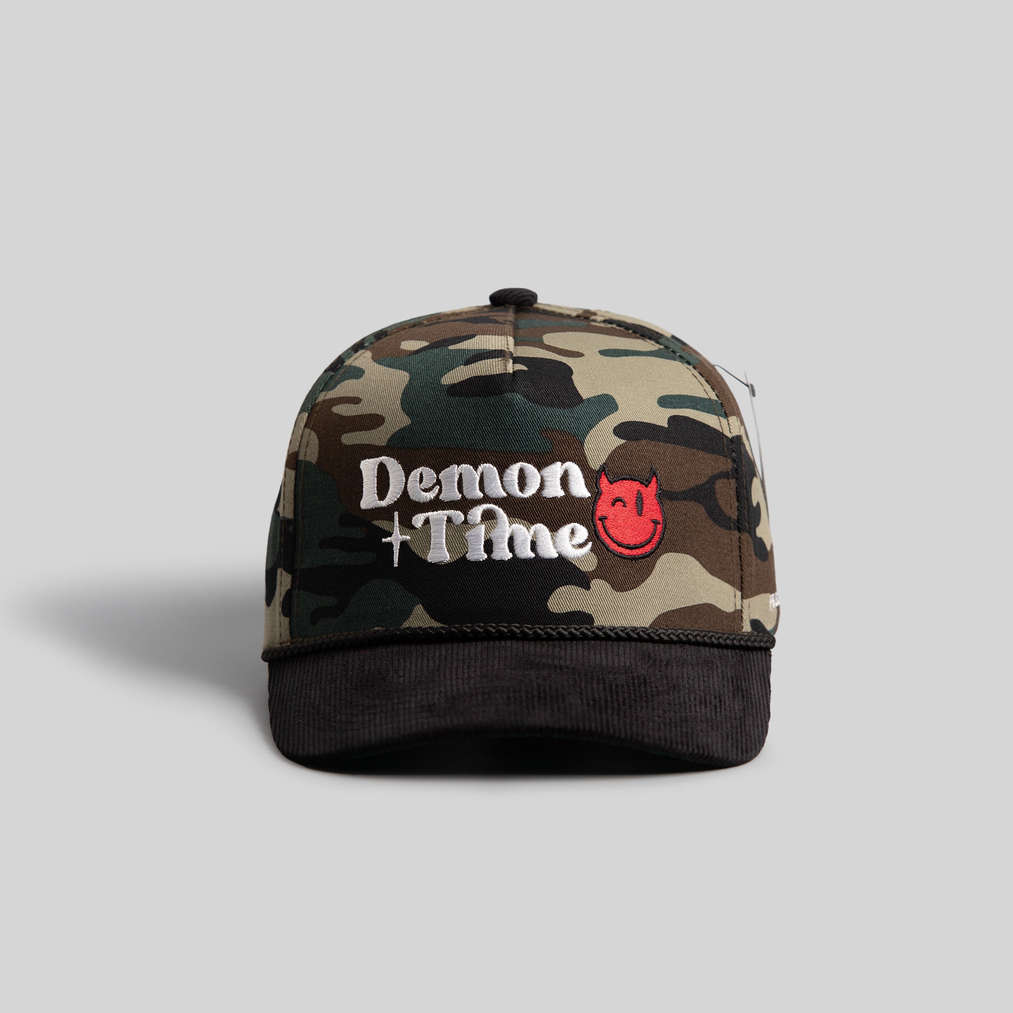 DEMON TIME CAMO/BLACK CORDUROY TRUCKER HAT