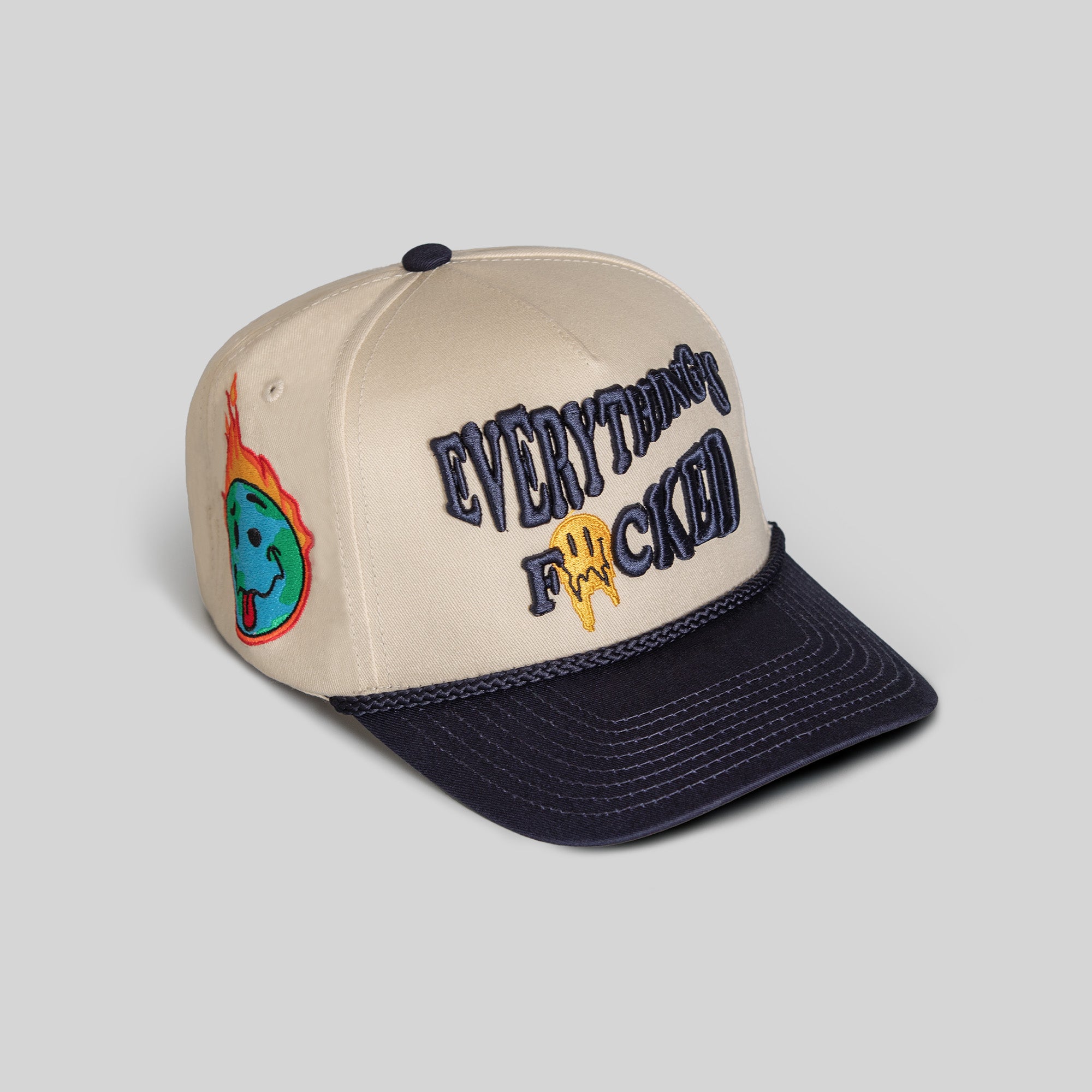 EVERYTHINGS F*CKED SAND DEEP NAVY TWILL TRUCKER