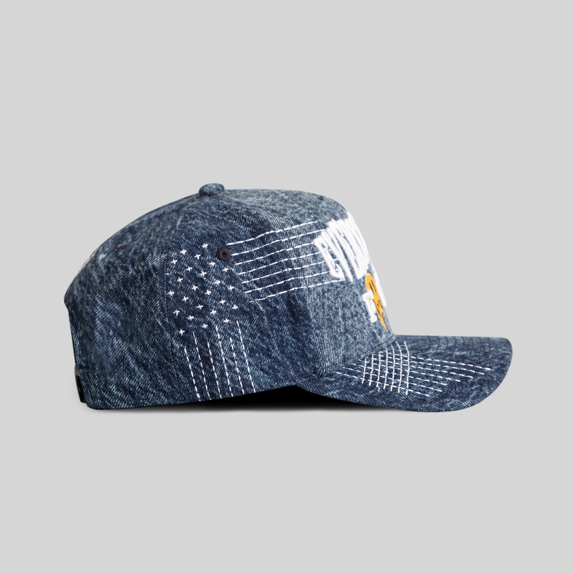 EVERYTHINGS F*CKED SASHIKO BLUE DENIM TRUCKER
