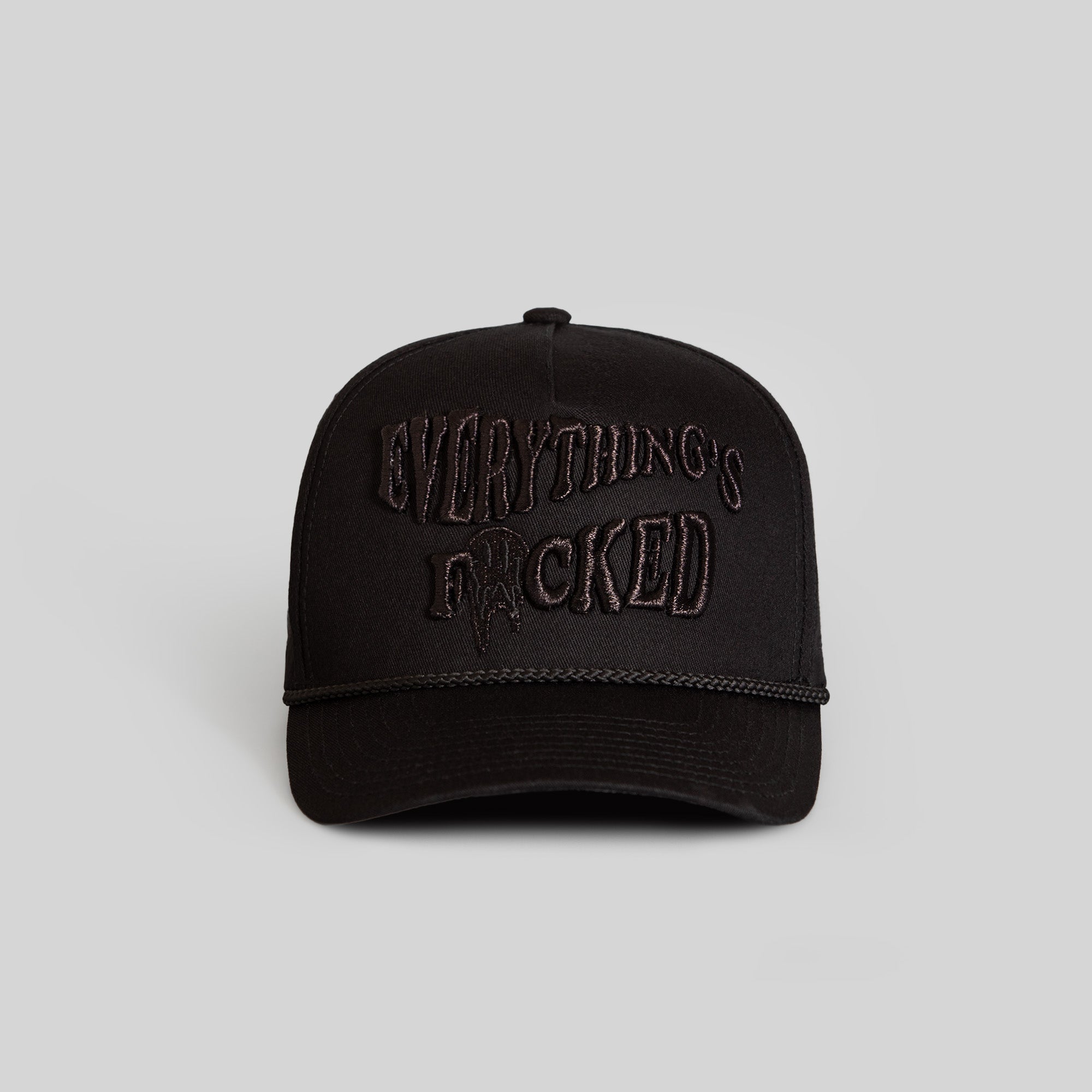 EVERYTHINGS F*CKED TRIPLE BLACK TWILL TRUCKER HAT