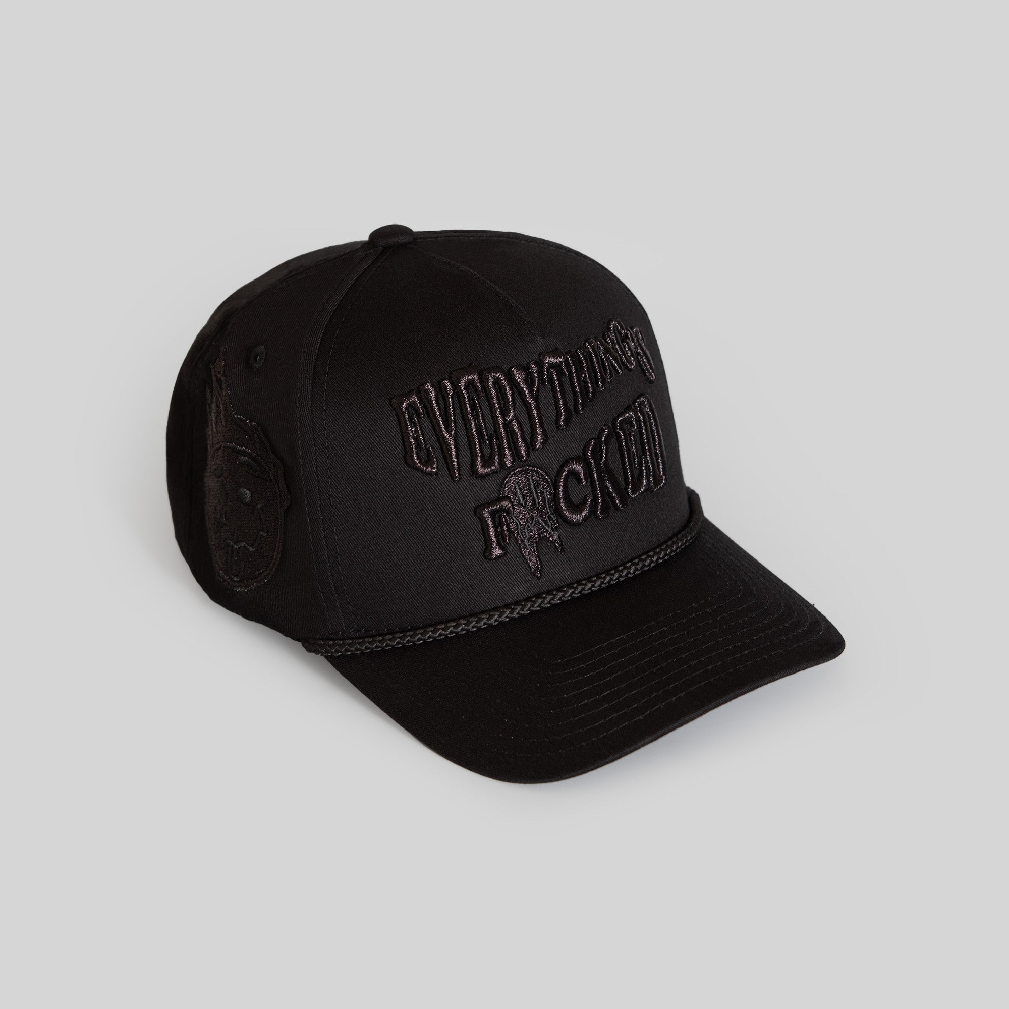 EVERYTHINGS F*CKED TRIPLE BLACK TWILL TRUCKER HAT