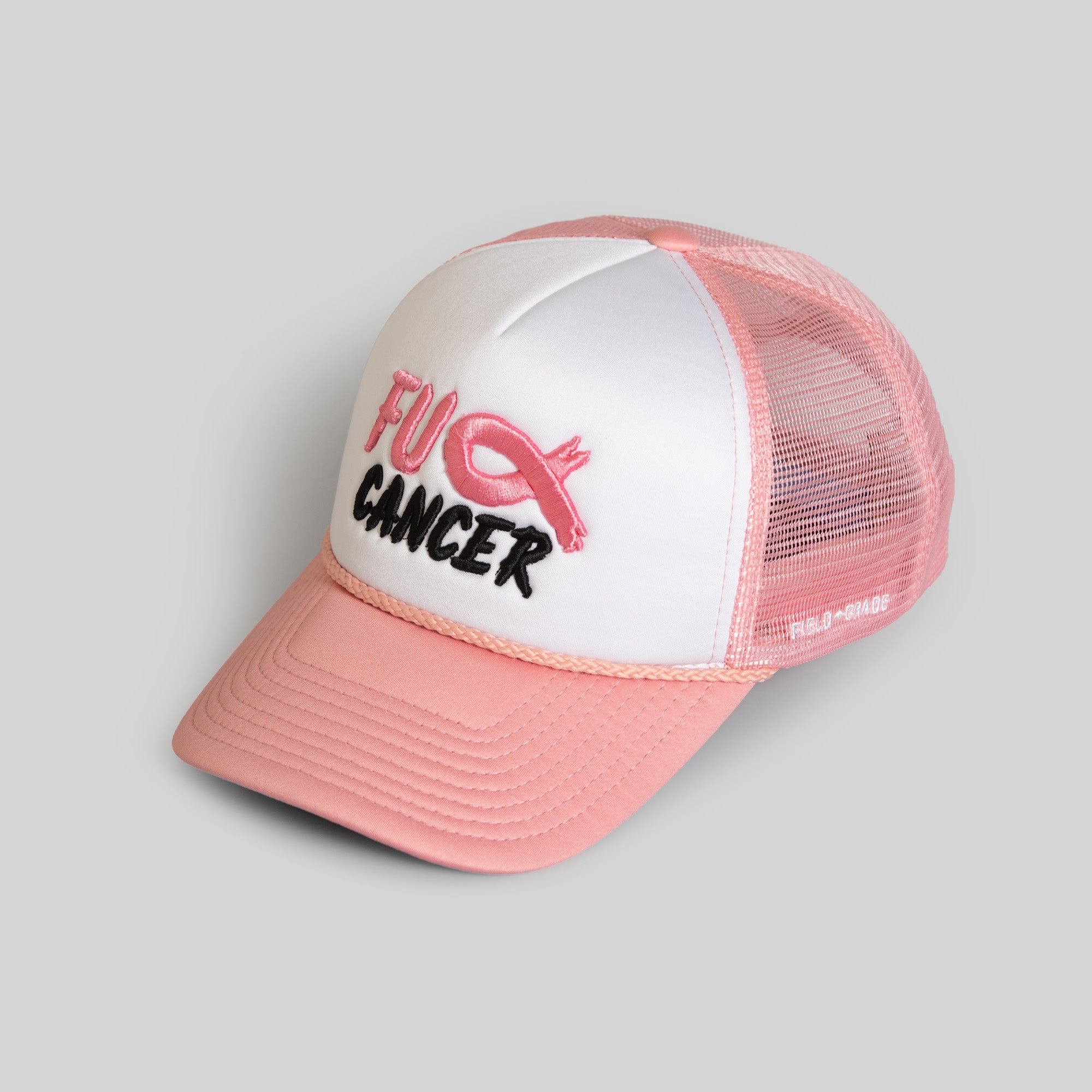 F*CK CANCER WHITE PINK FOAM TRUCKER HAT