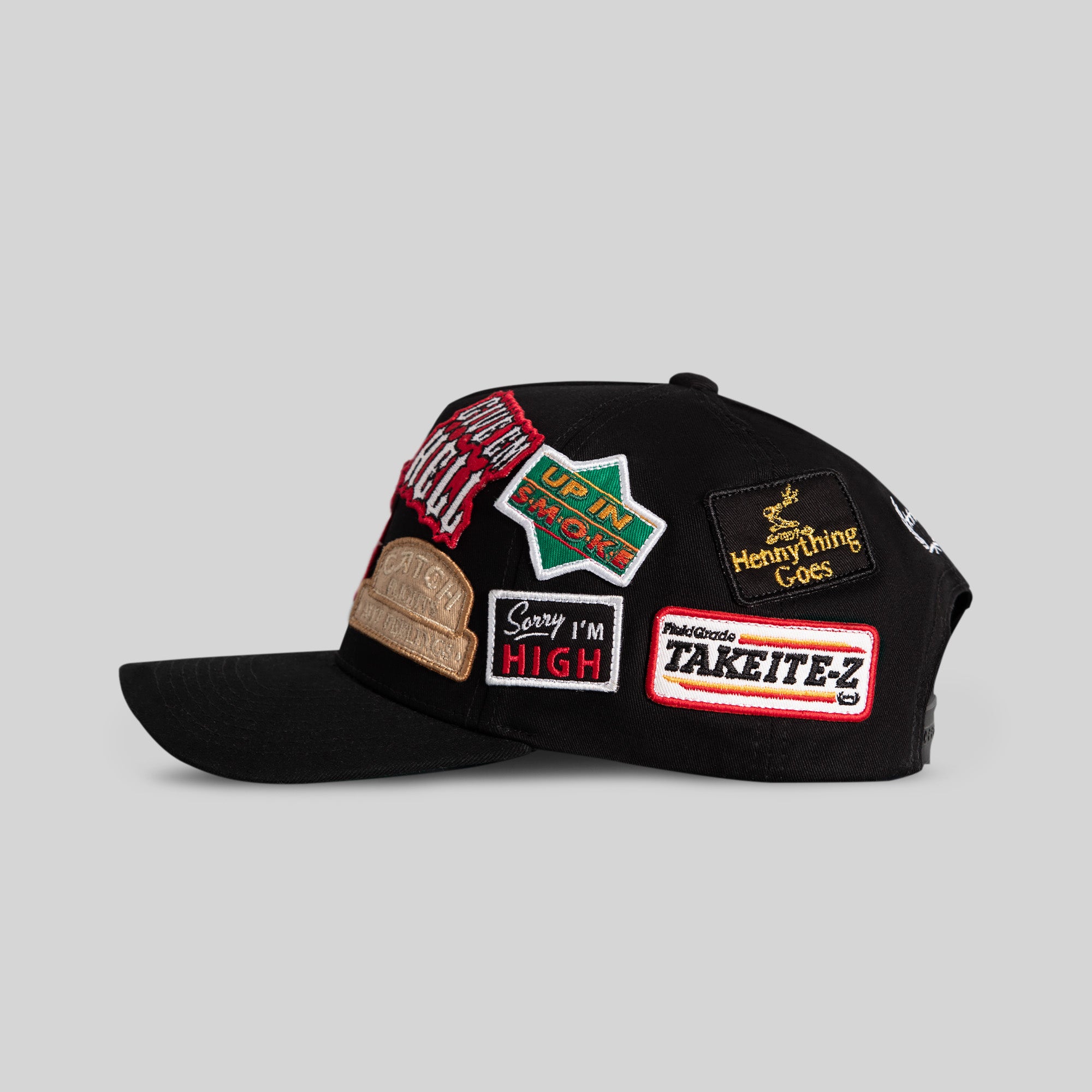 FIELD GRADE LOGOS PATCHWORK BLACK TWILL TRUCKER