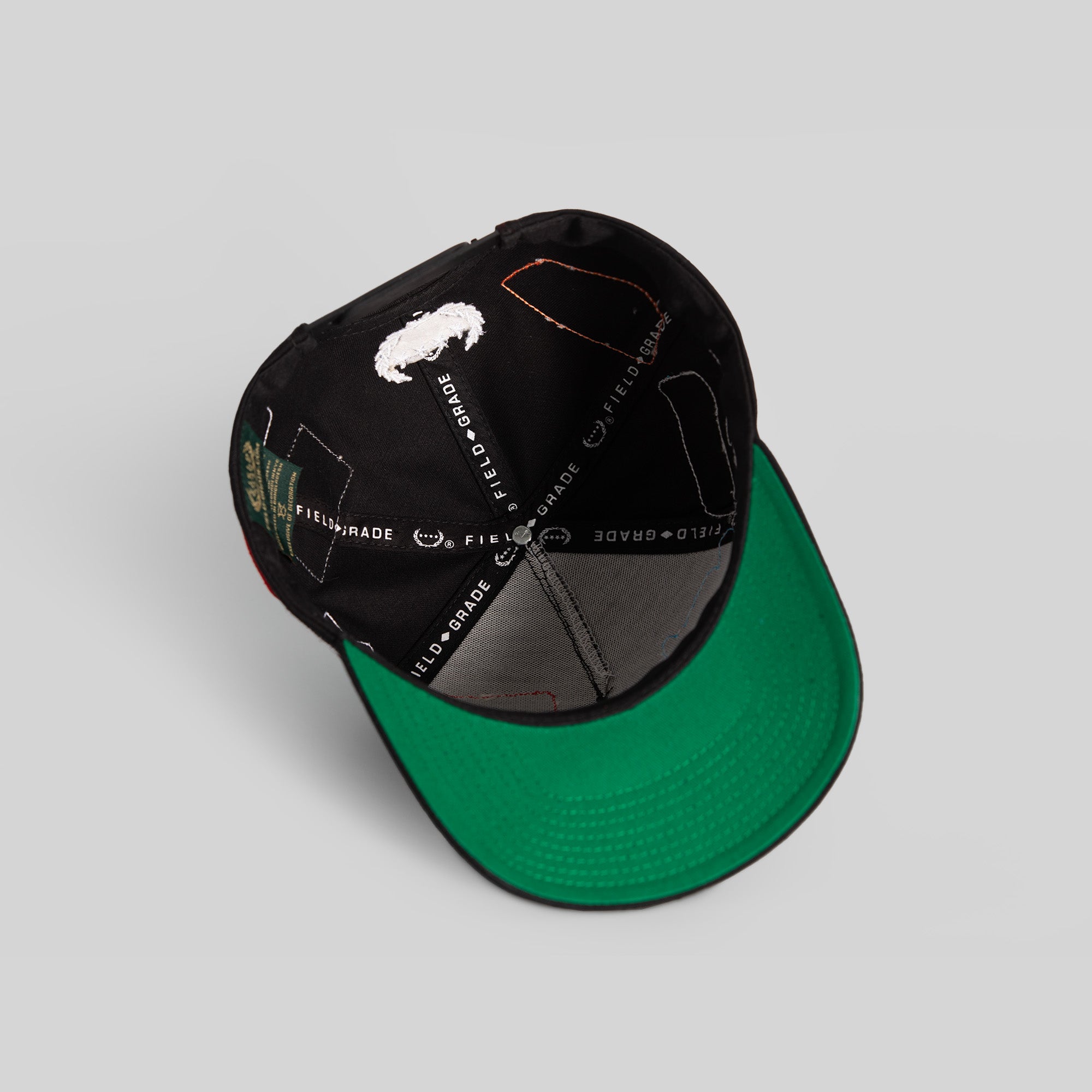 FIELD GRADE LOGOS PATCHWORK BLACK TWILL TRUCKER