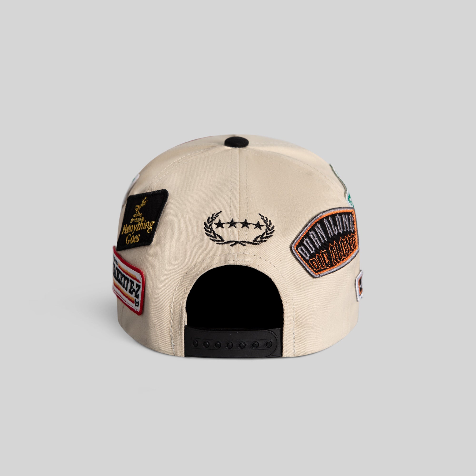 FIELD GRADE LOGOS PATCHWORK SAND BLACK TWILL TRUCKER