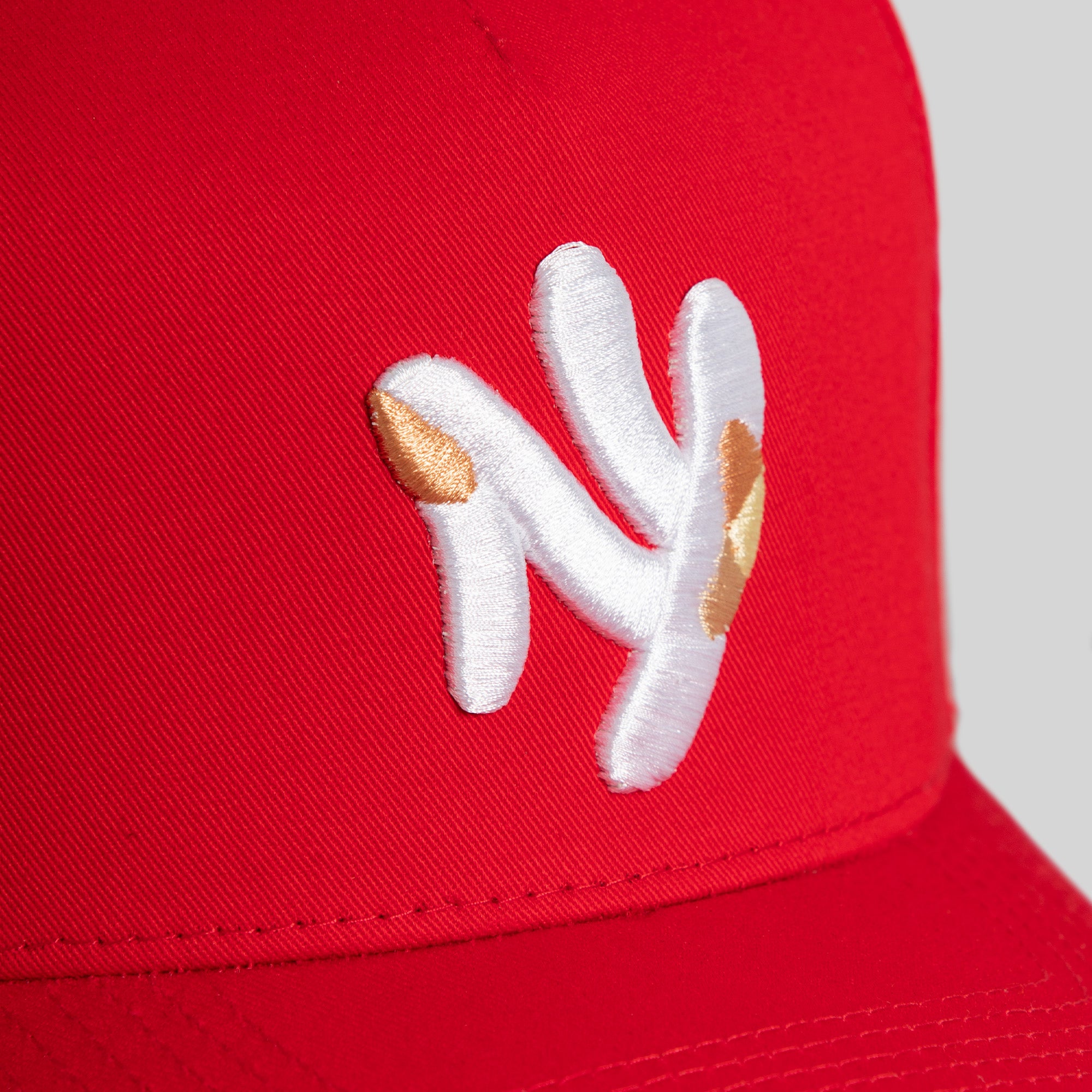 FIELD GRADE X KURVE STUDIO NY IS HEALING FIRE RED TWILL TRUCKER