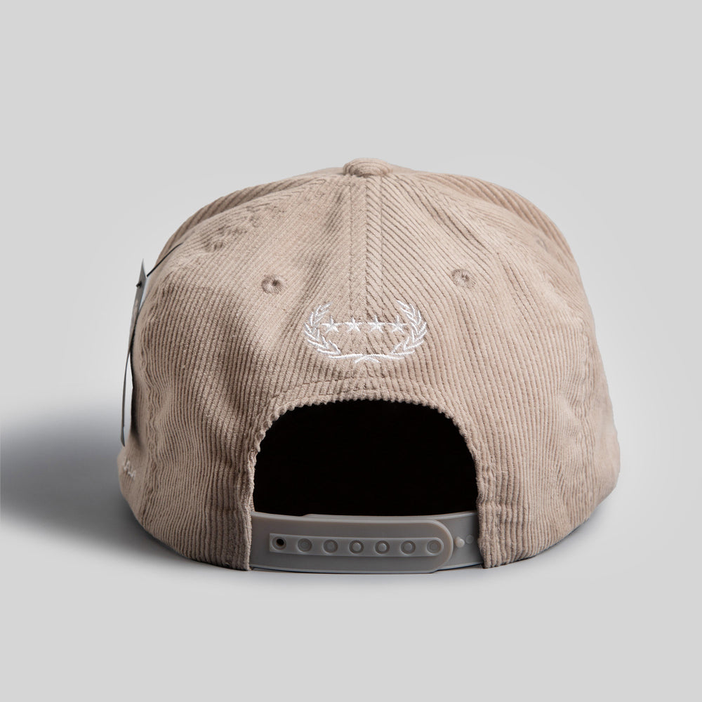 RESPECTFULLY WARM GREY CORDUROY TRUCKER HAT