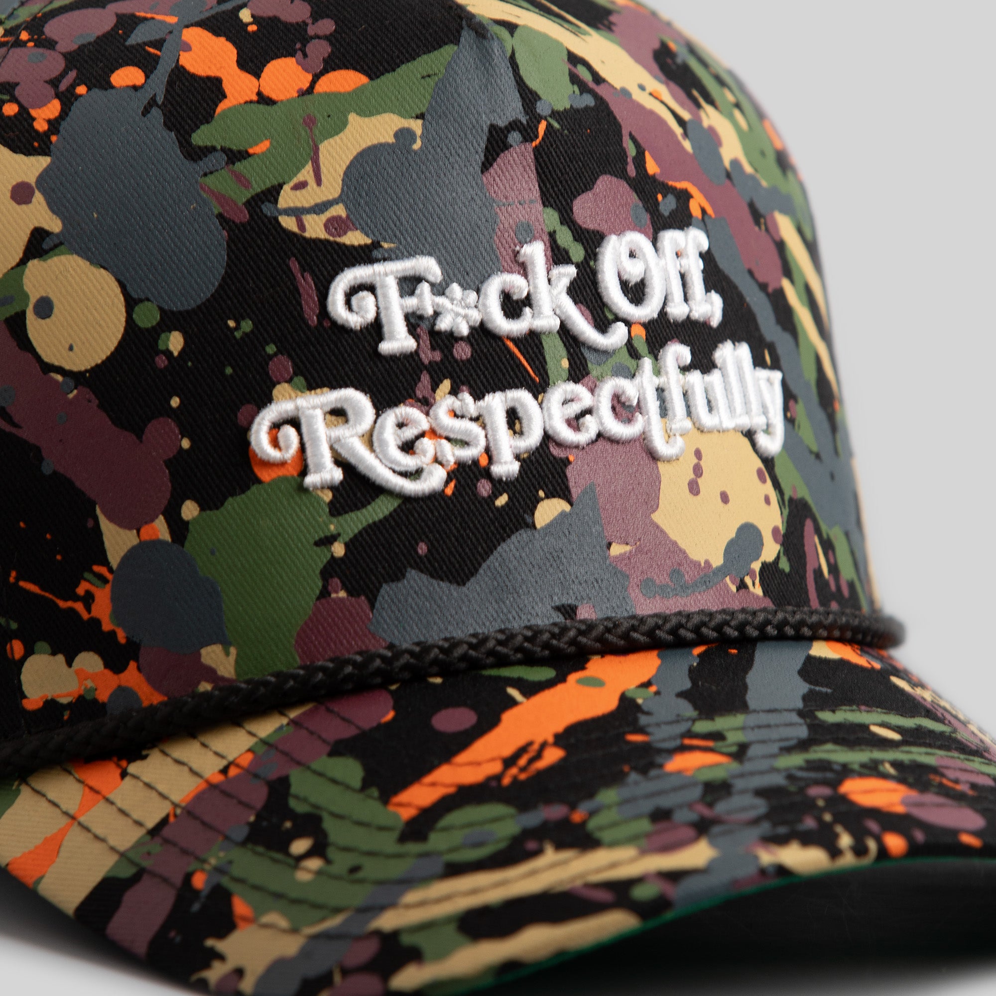 RESPECTFULLY BLACK SPLATTER TRUCKER HAT