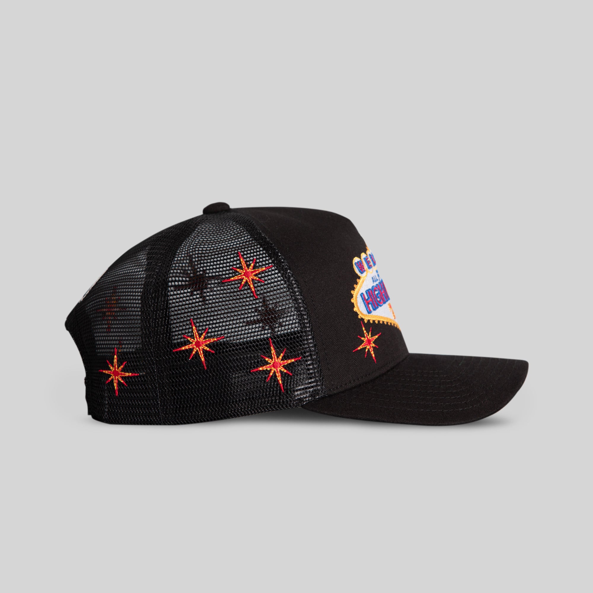 HIGH ROLLERS BLACK TWILL MESH TRUCKER