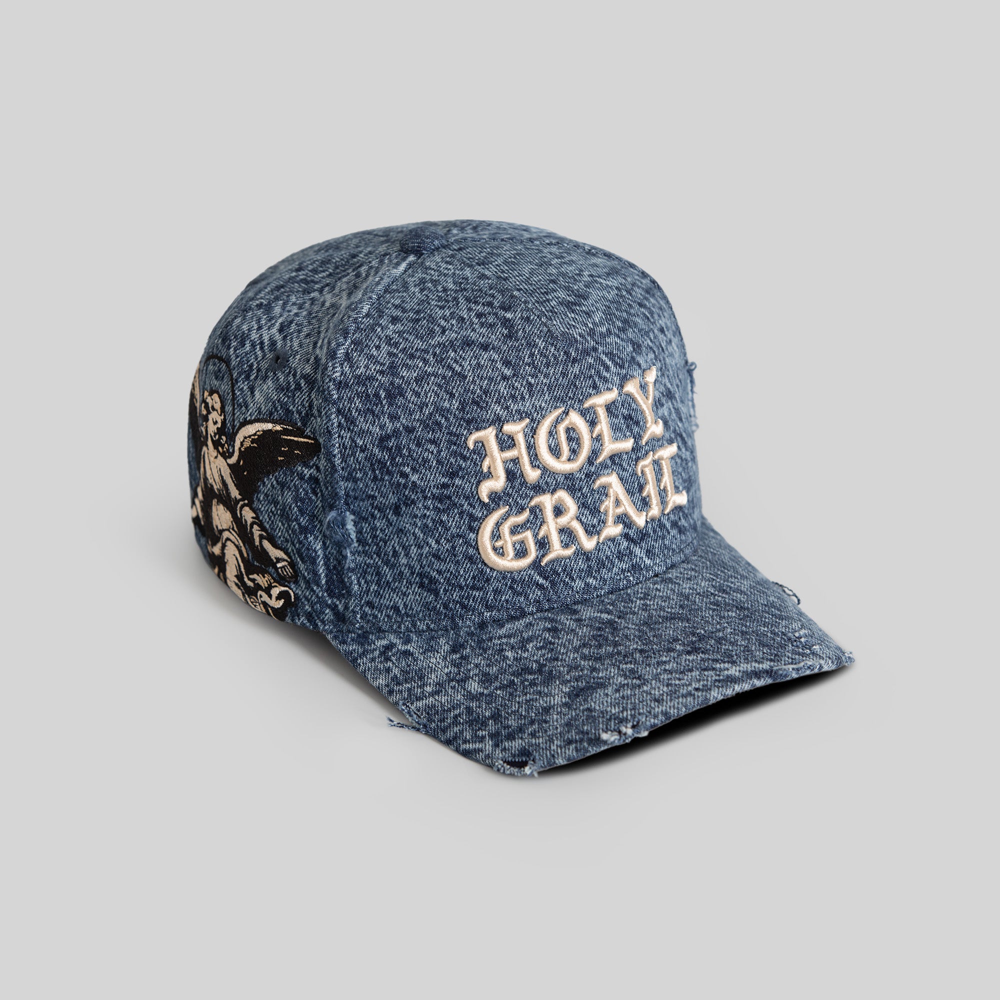 HOLY GRAIL BLUE DISTRESSED DENIM TRUCKER