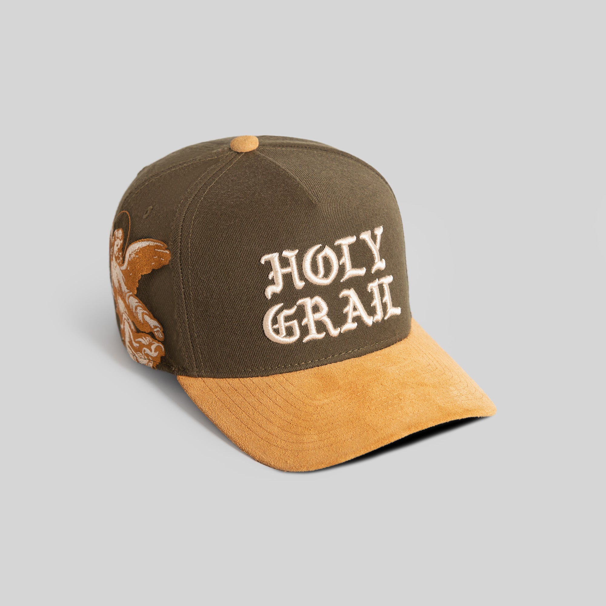 HOLY GRAIL OLIVE WHEAT WOOL SUEDE TRUCKER