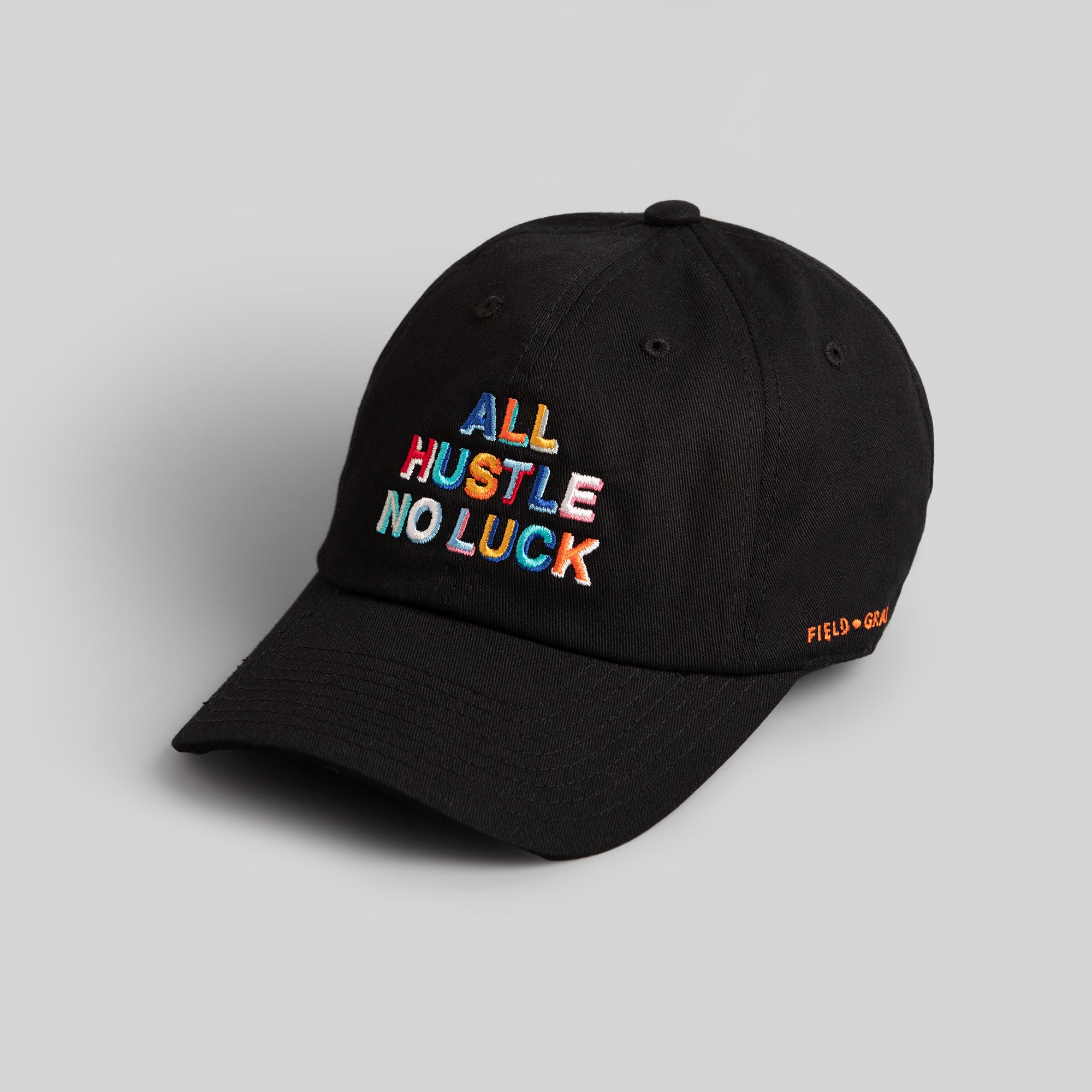 ALL HUSTLE NO LUCK BLACK RELAXED FIT HAT