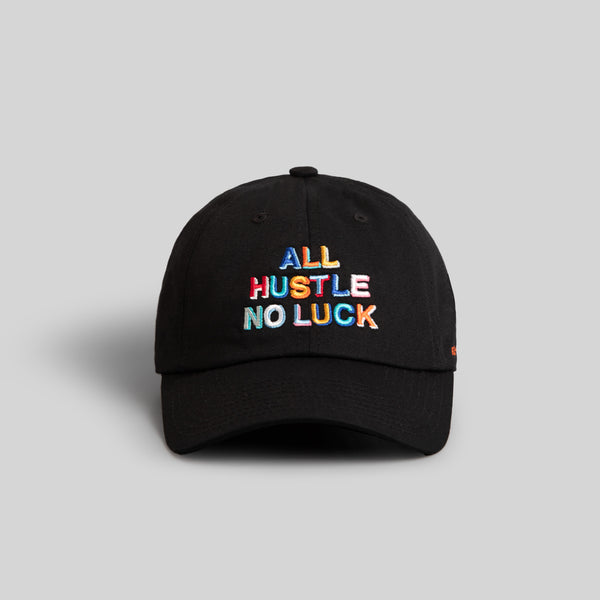 ALL HUSTLE NO LUCK BLACK RELAXED FIT HAT display picture 1