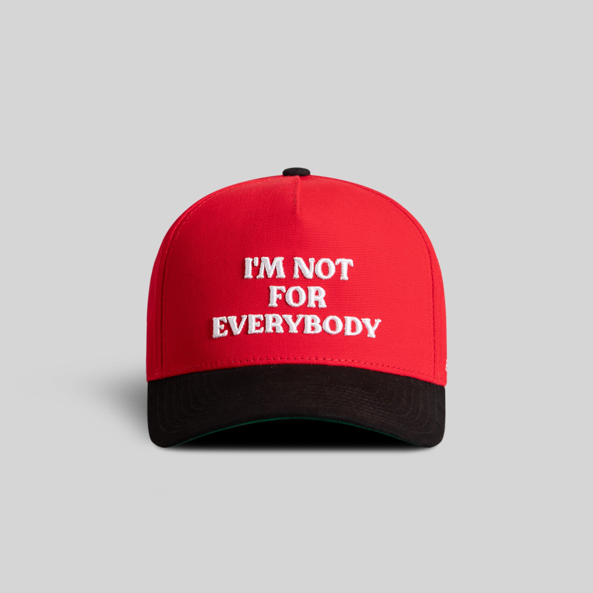 I'M NOT FOR EVERYBODY VARSITY RED BLACK DUCK CANVAS TRUCKER