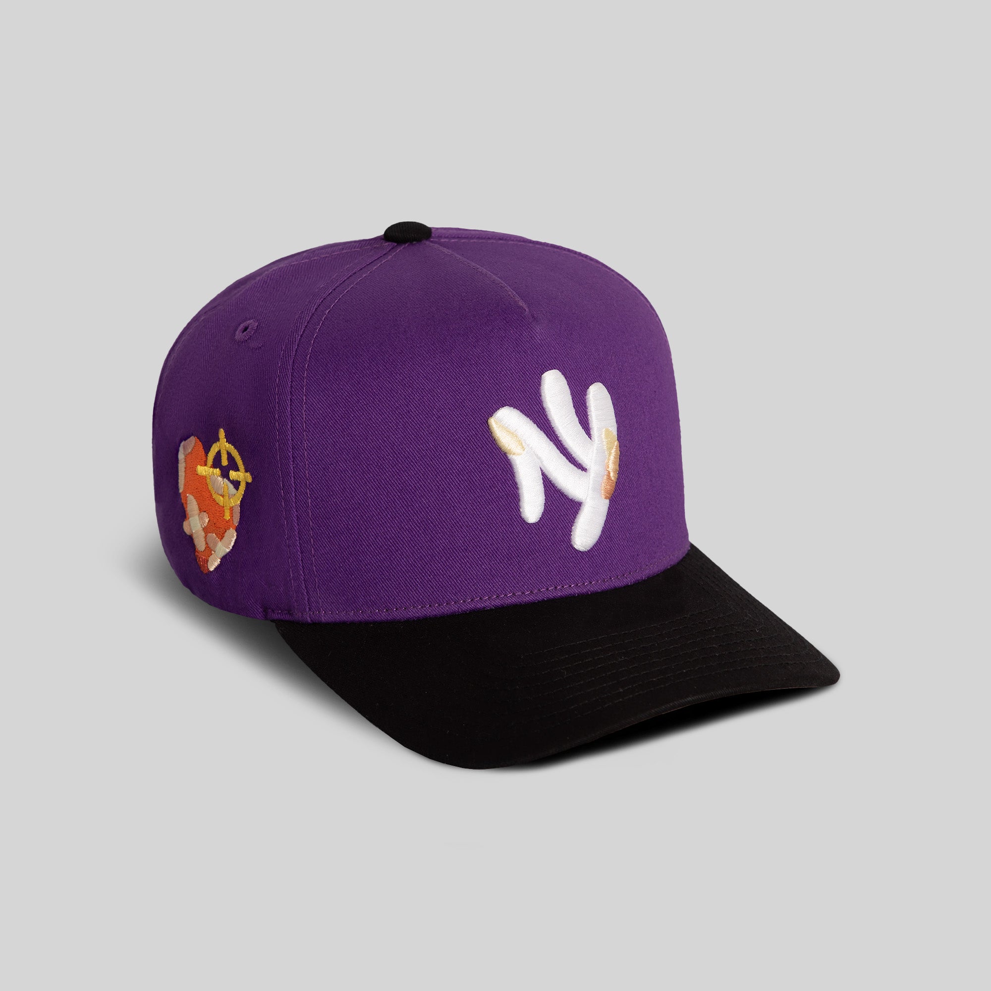 FIELD GRADE X KURVE STUDIO NY IS HEALING PURPLE BLACK TWILL TRUCKER