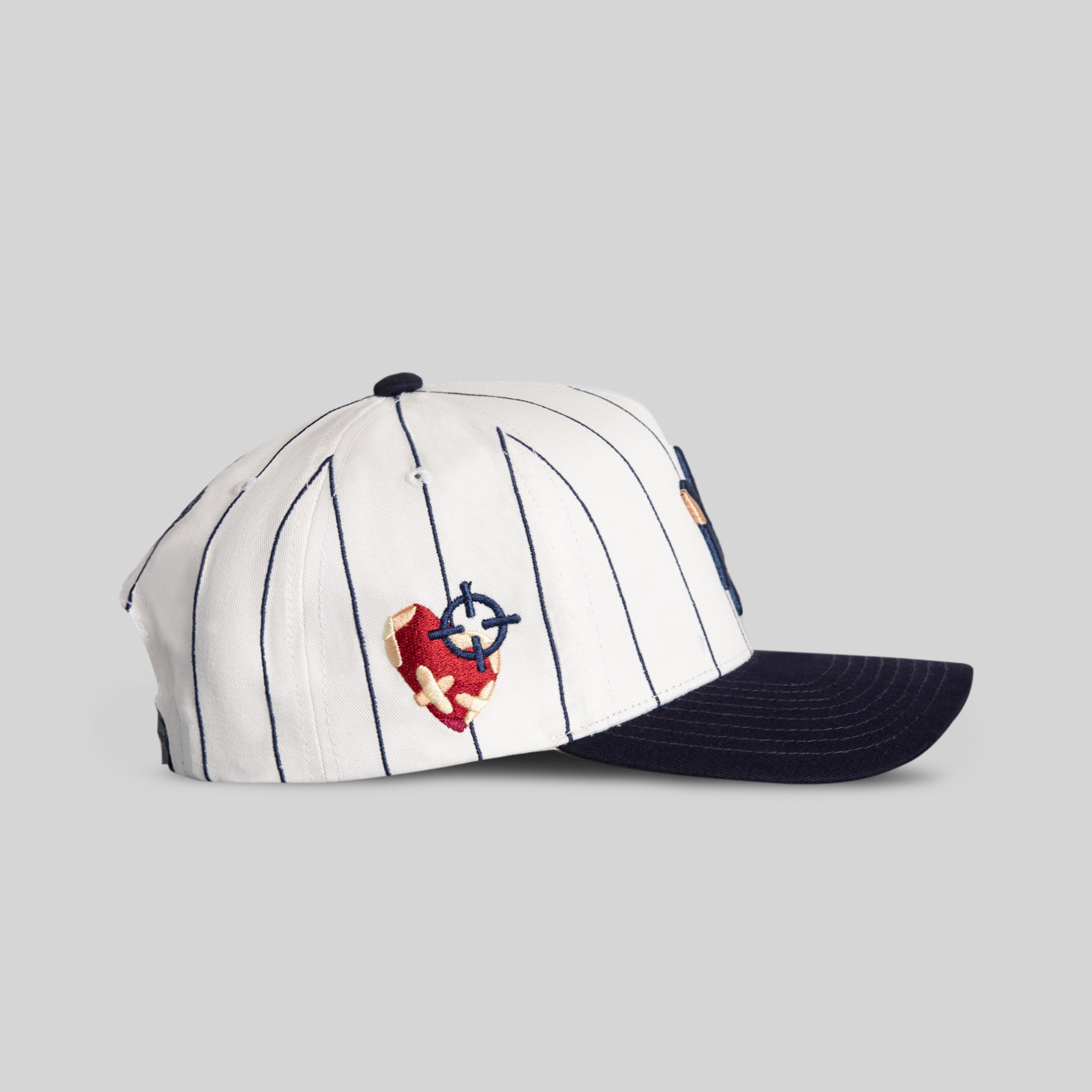 FIELD GRADE X KURVE STUDIO NY IS HEALING PINSTRIPE TWILL TRUCKER