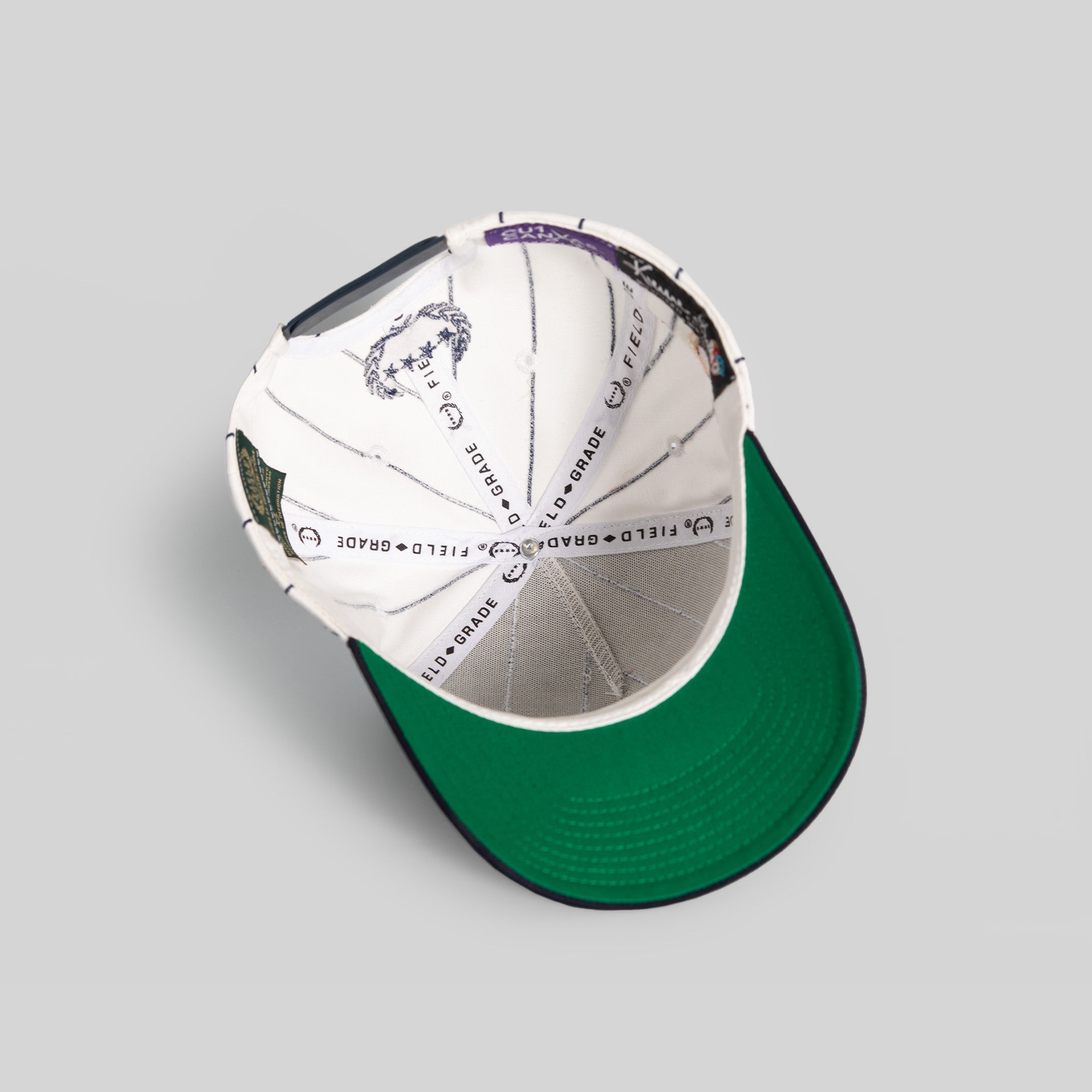 FIELD GRADE X KURVE STUDIO NY IS HEALING PINSTRIPE TWILL TRUCKER