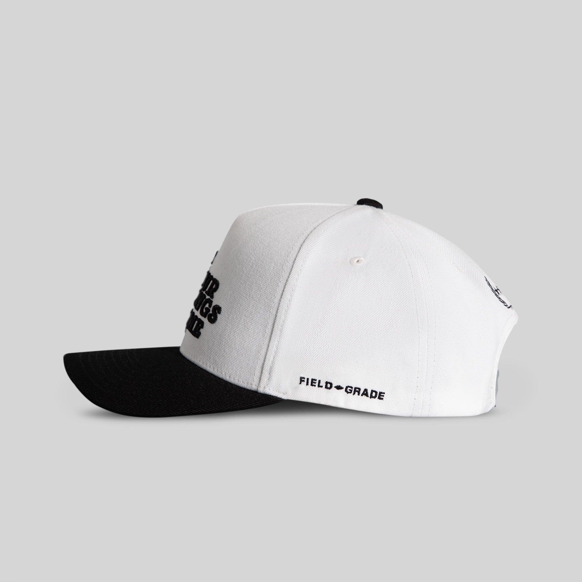 LEAVE YOUR FEELINGS OFF WHITE BLACK WOOL TRUCKER