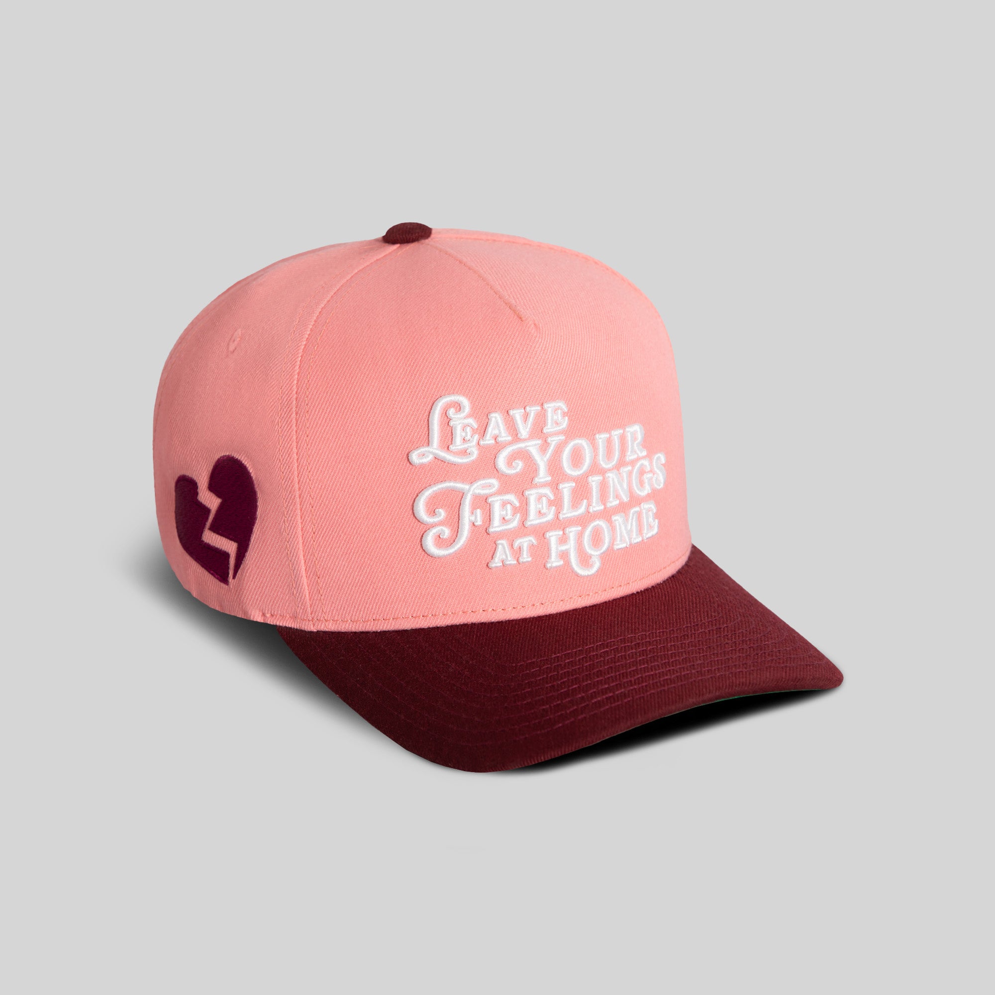 LEAVE YOUR FEELINGS PINK BORDEAUX WOOL TRUCKER