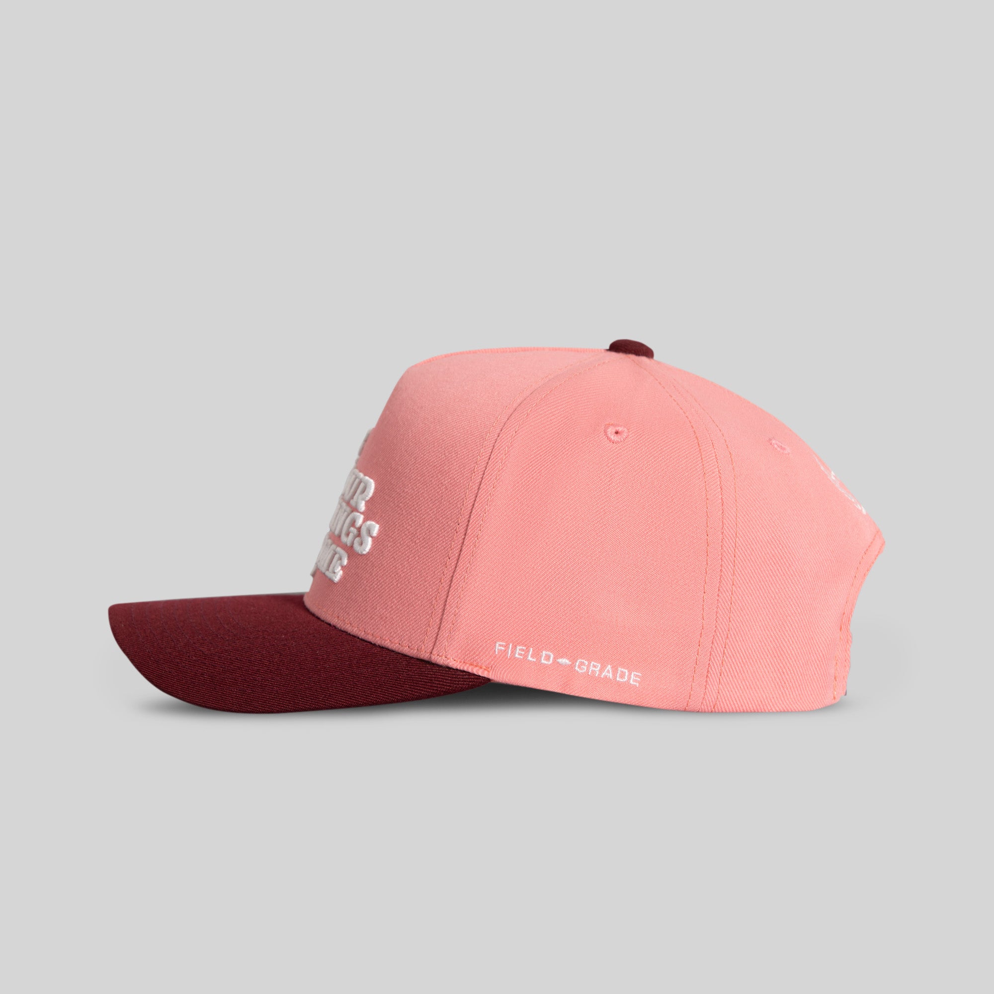 LEAVE YOUR FEELINGS PINK BORDEAUX WOOL TRUCKER