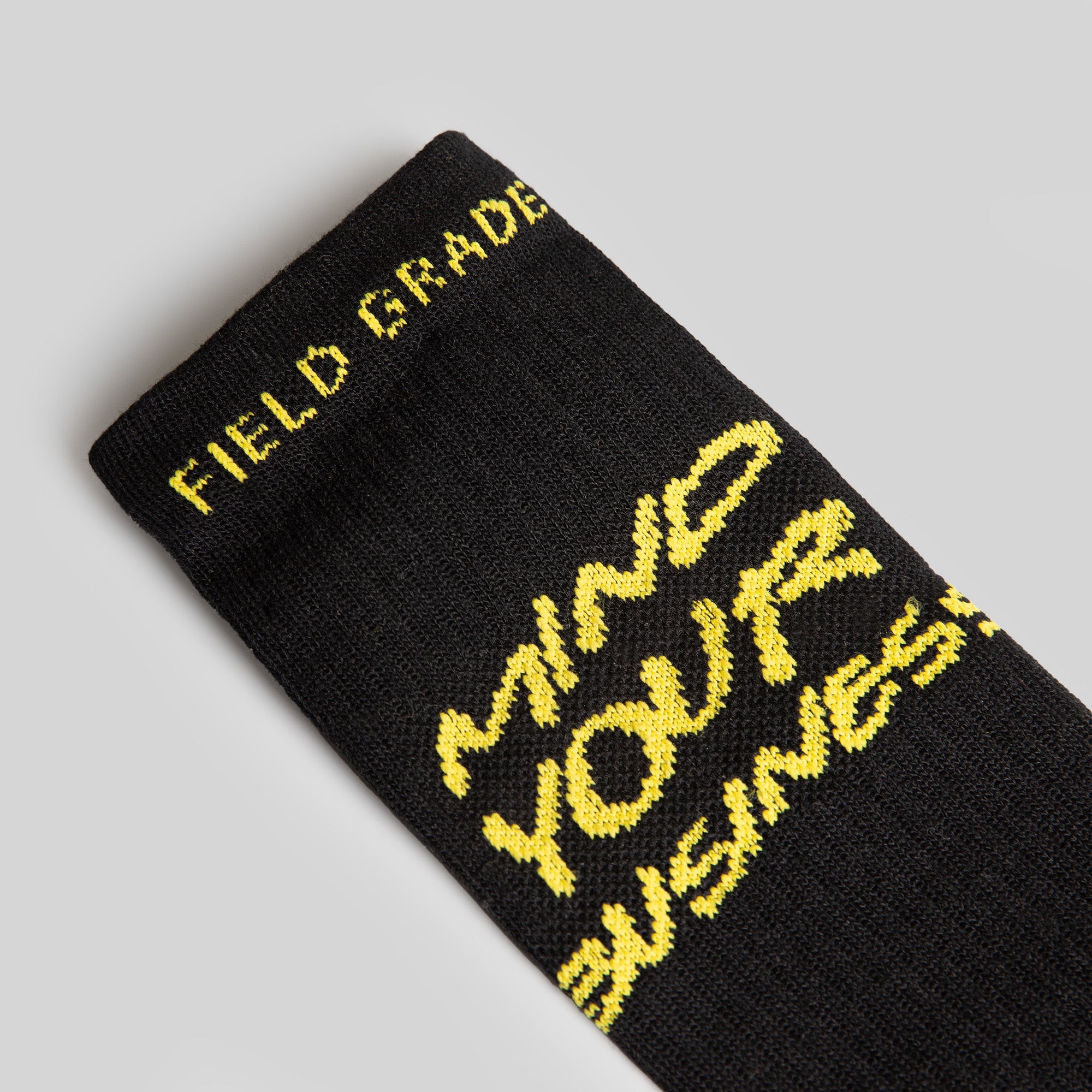 MIND YOUR BUSINESS BLACK/YELLOW CUSHIONED CREW SOCK 3 PACK