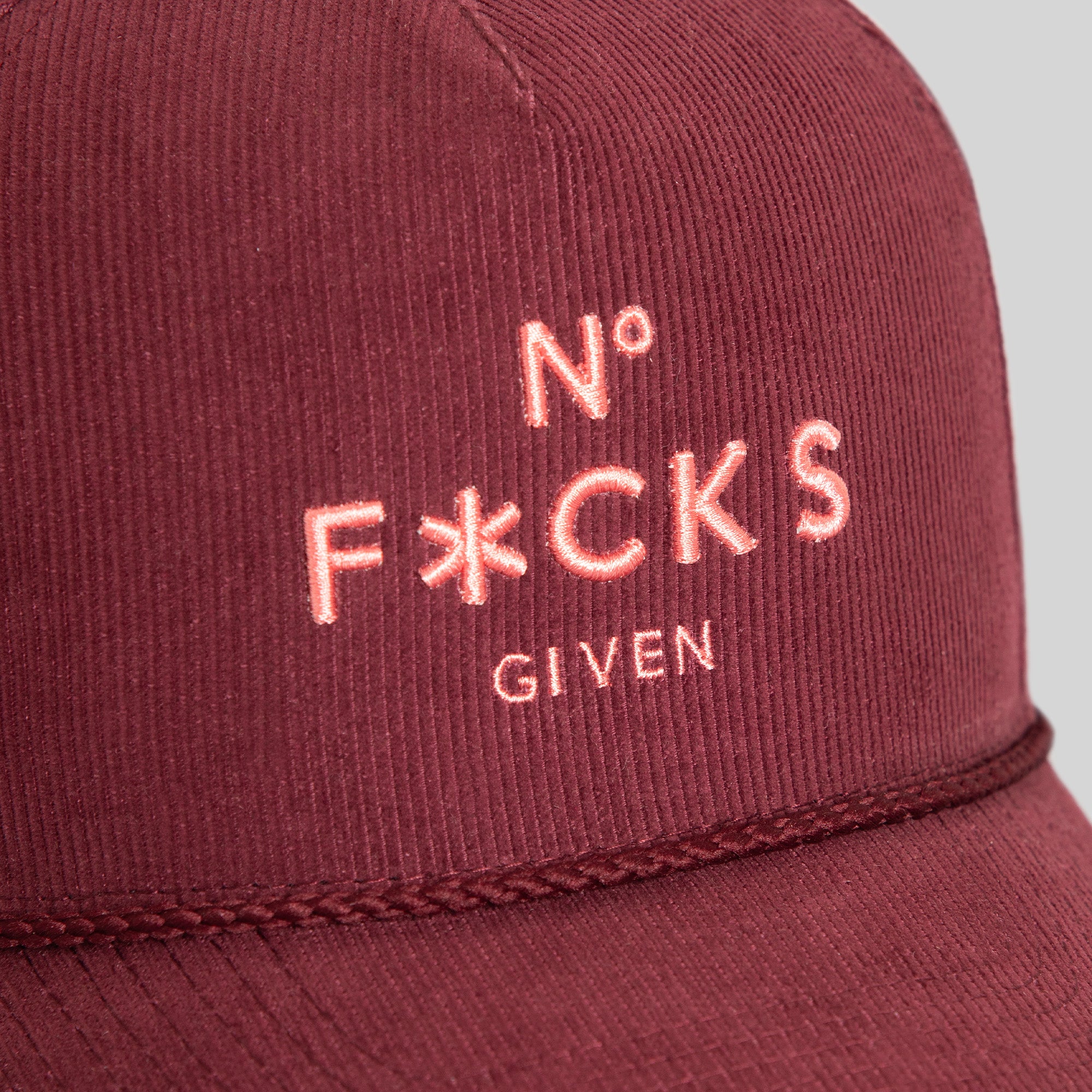 NO F*CKS GIVEN BORDEAUX PINK CORDUROY TRUCKER