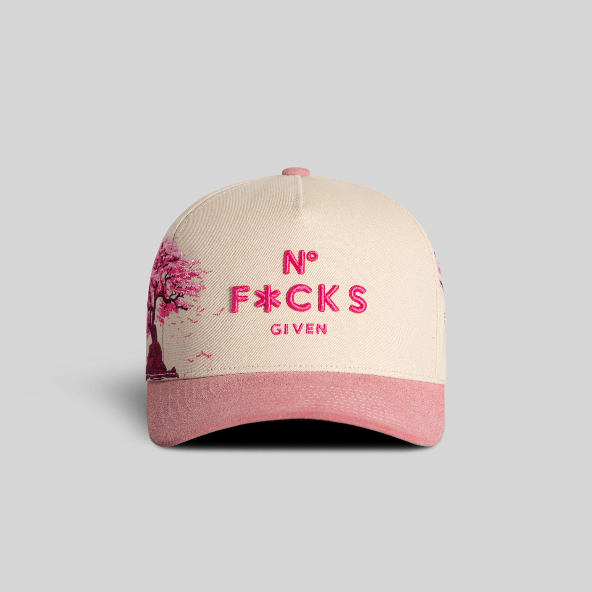 NO F*CKS GIVEN CHERRY BLOSSOM TWILL SUEDE TRUCKER