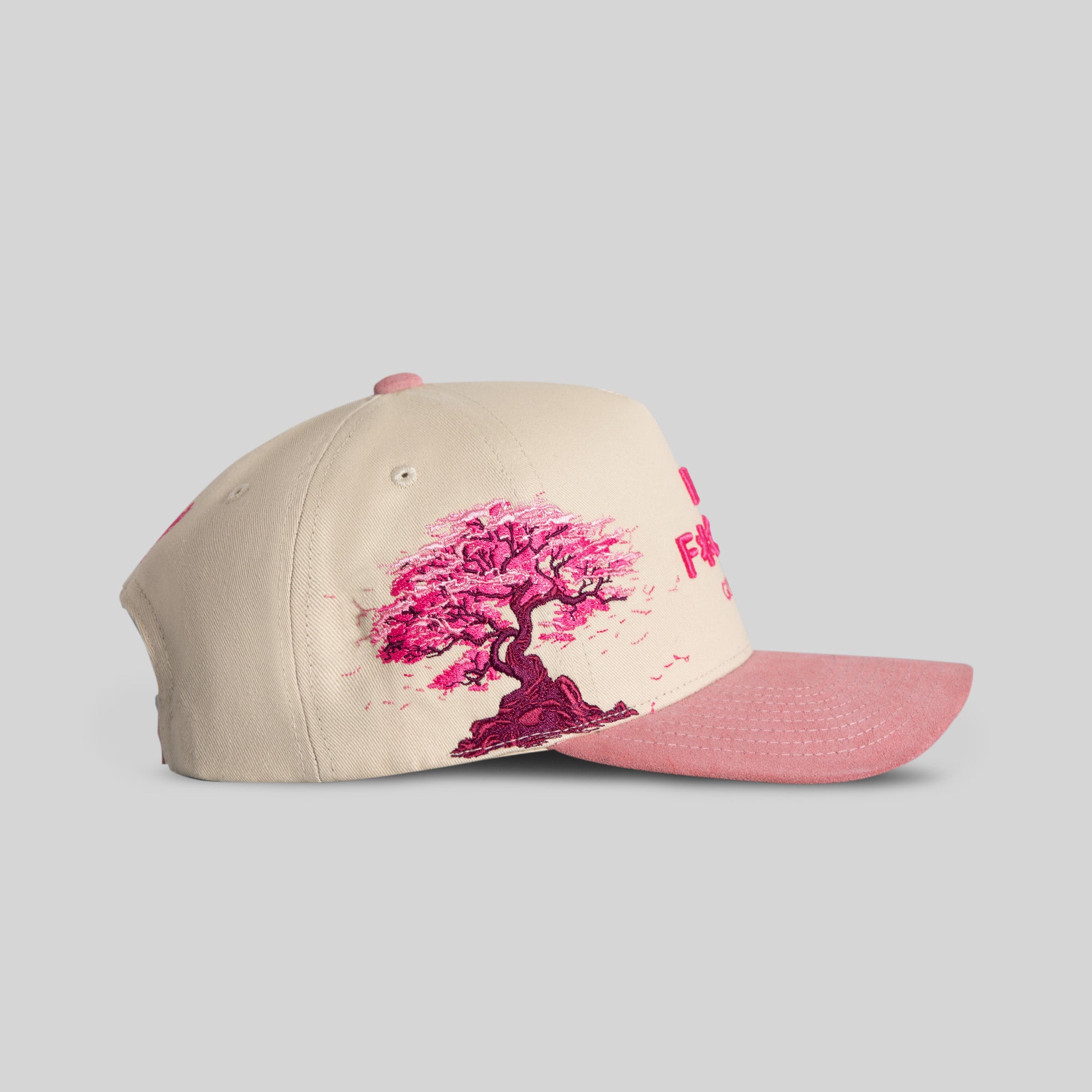 NO F*CKS GIVEN CHERRY BLOSSOM TWILL SUEDE TRUCKER