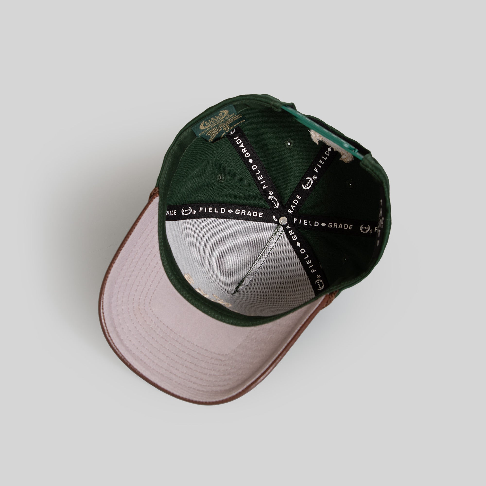 NO F*CKS GIVEN FG GREEN MOCHA TWILL LEATHER TRUCKER HAT