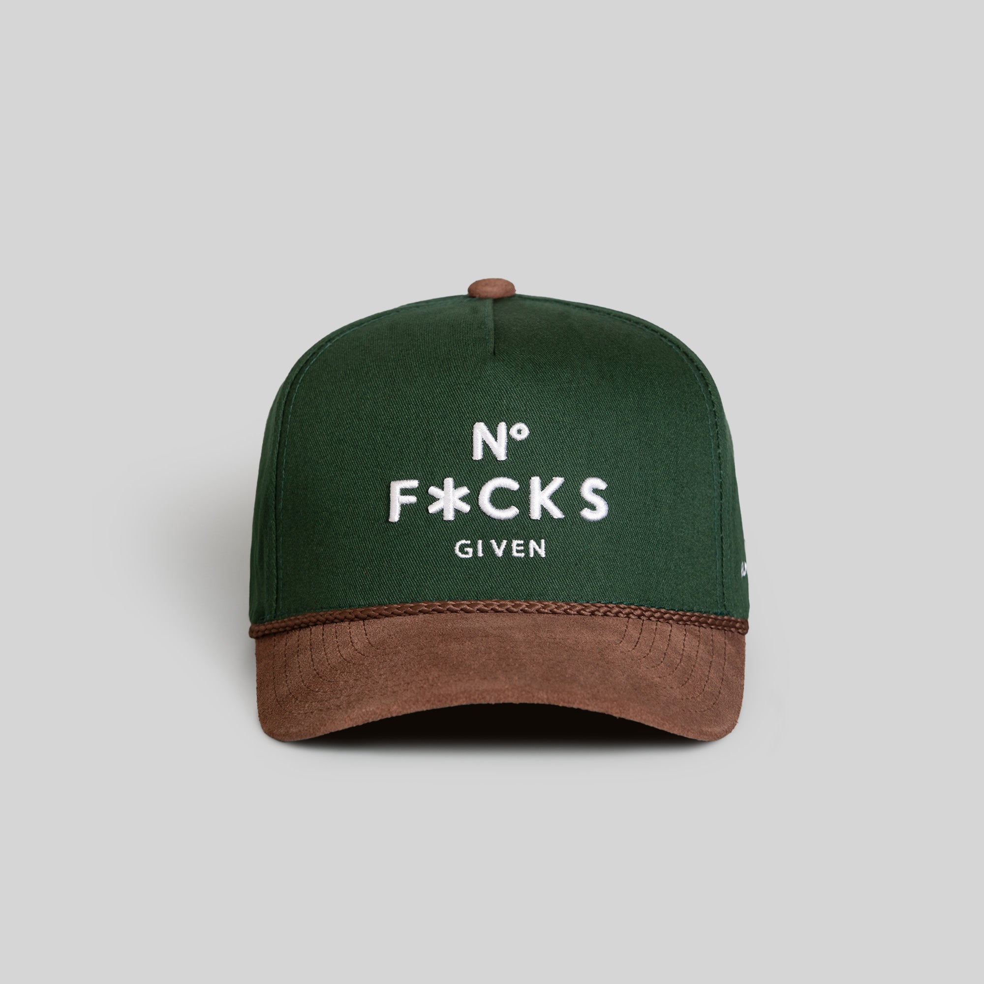 NO F*CKS GIVEN FG GREEN MOCHA TWILL SUEDE TRUCKER