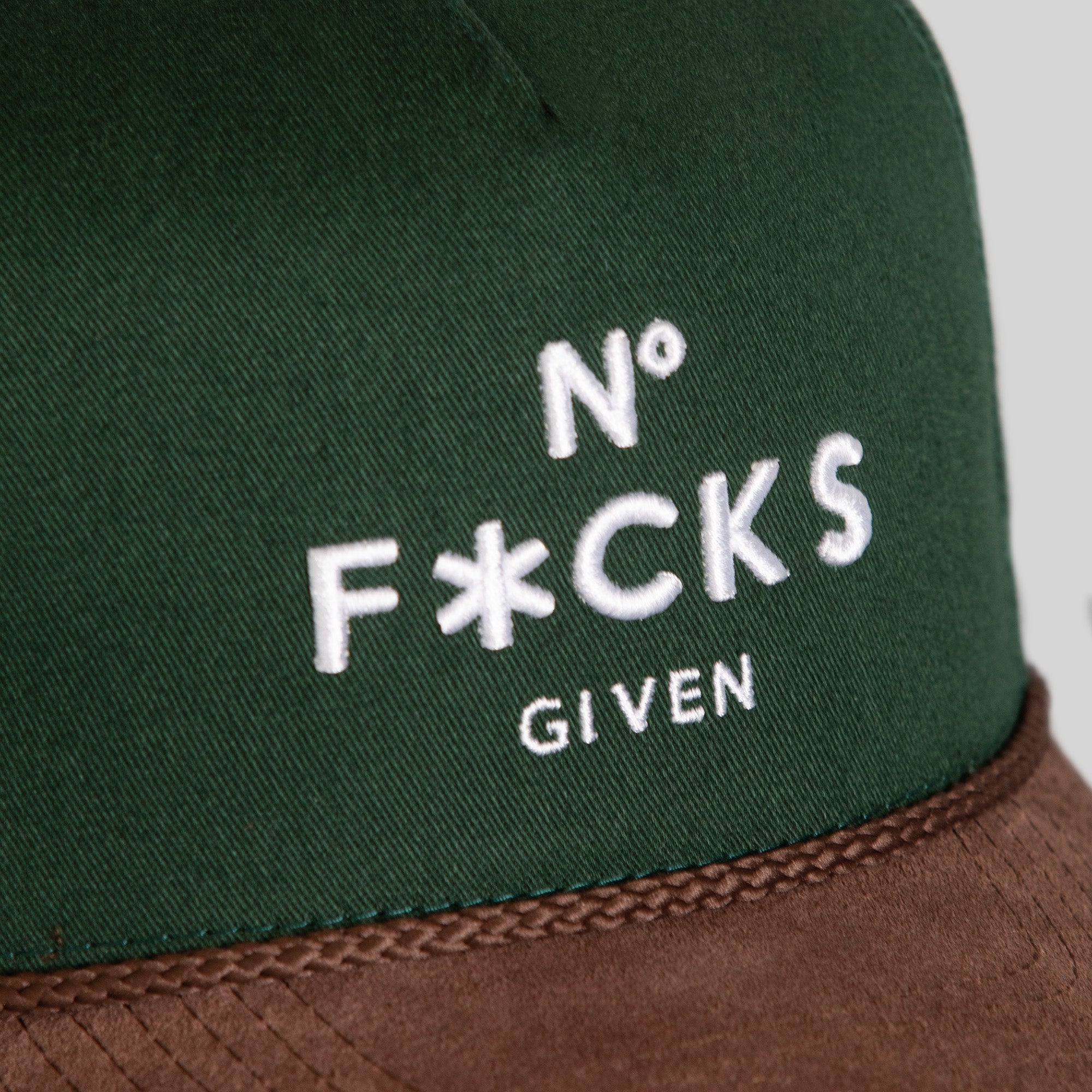 NO F*CKS GIVEN FG GREEN MOCHA TWILL SUEDE TRUCKER