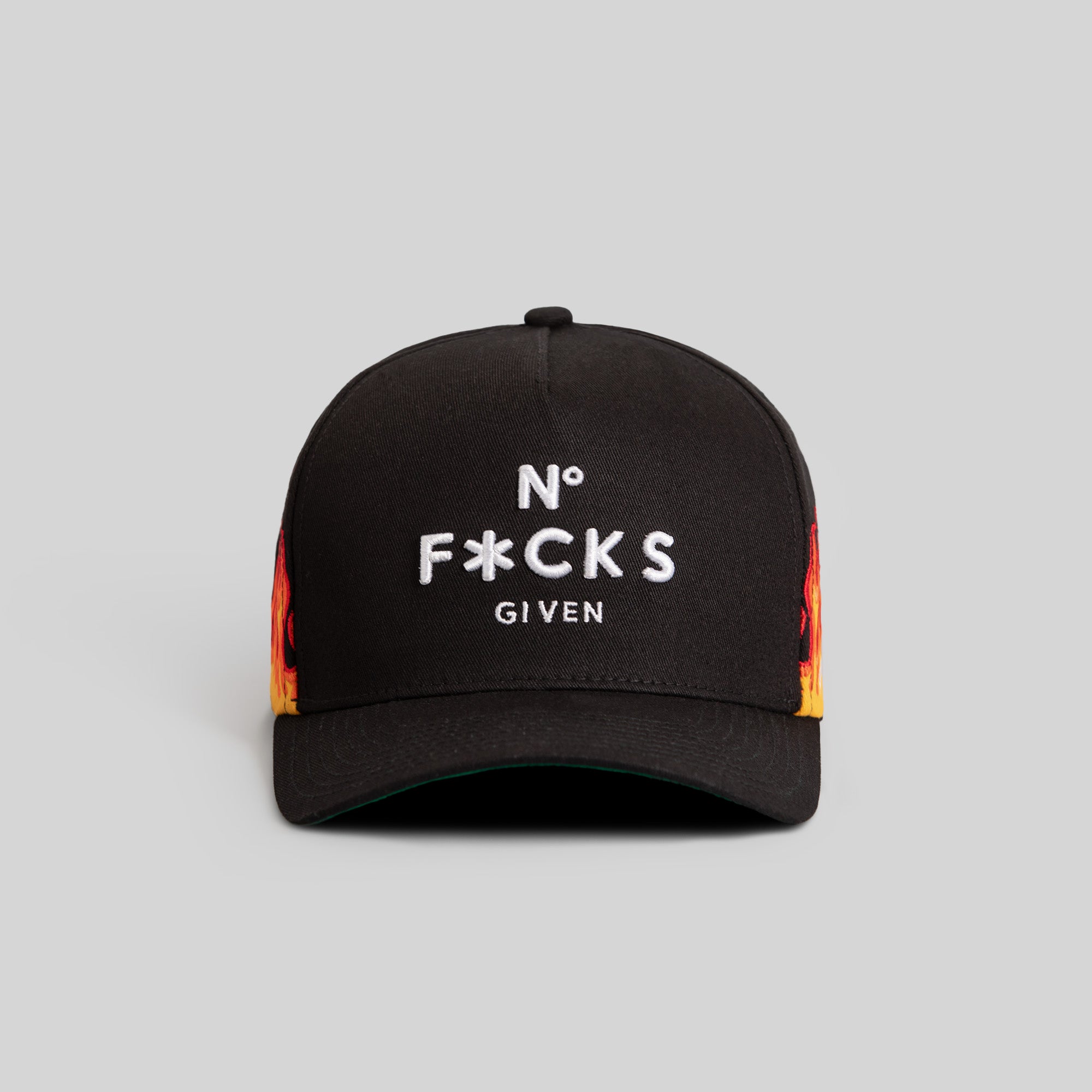 NO F*CKS GIVEN FLAMES BLACK TWILL TRUCKER