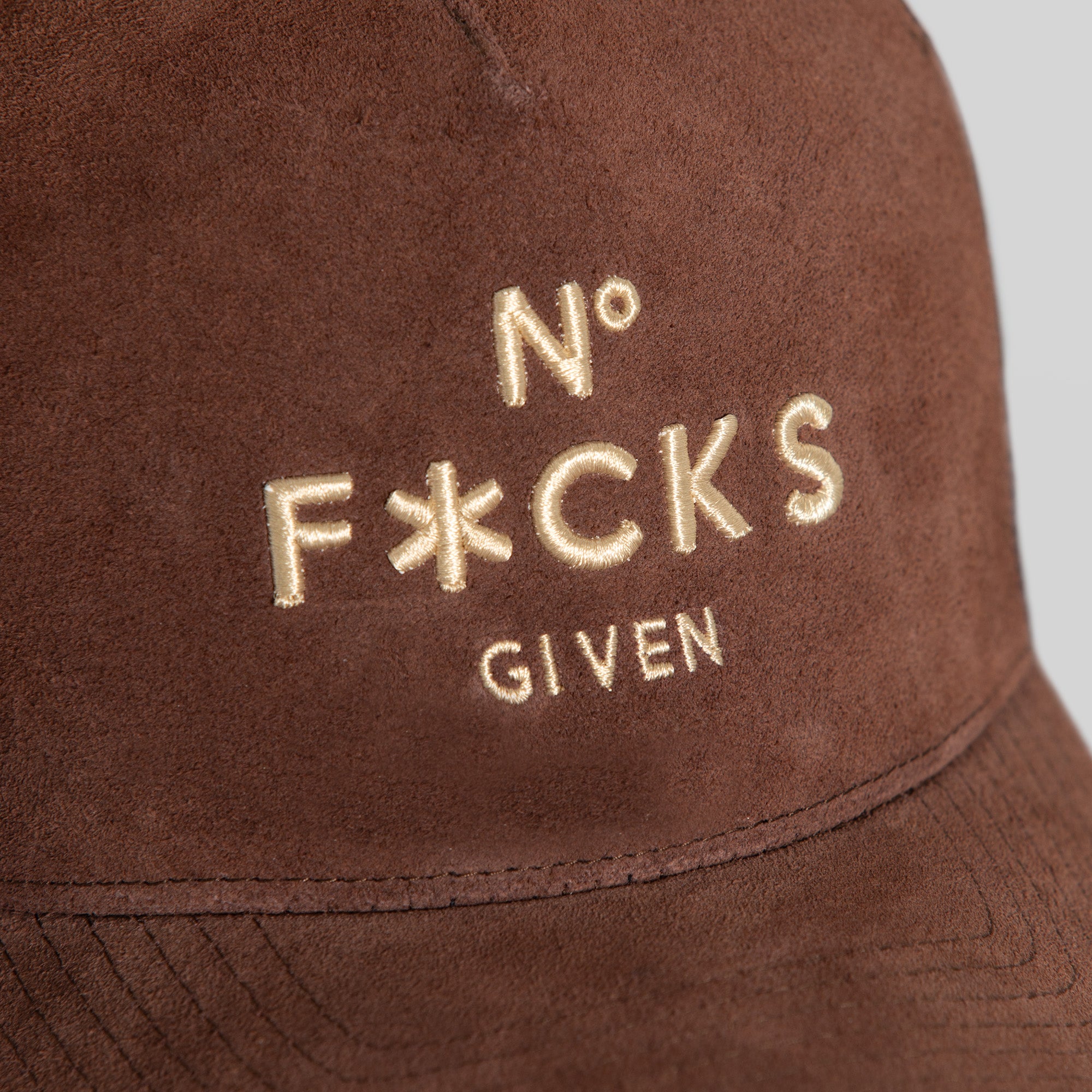 NO F*CKS GIVEN MOCHA SUEDE MESH TRUCKER
