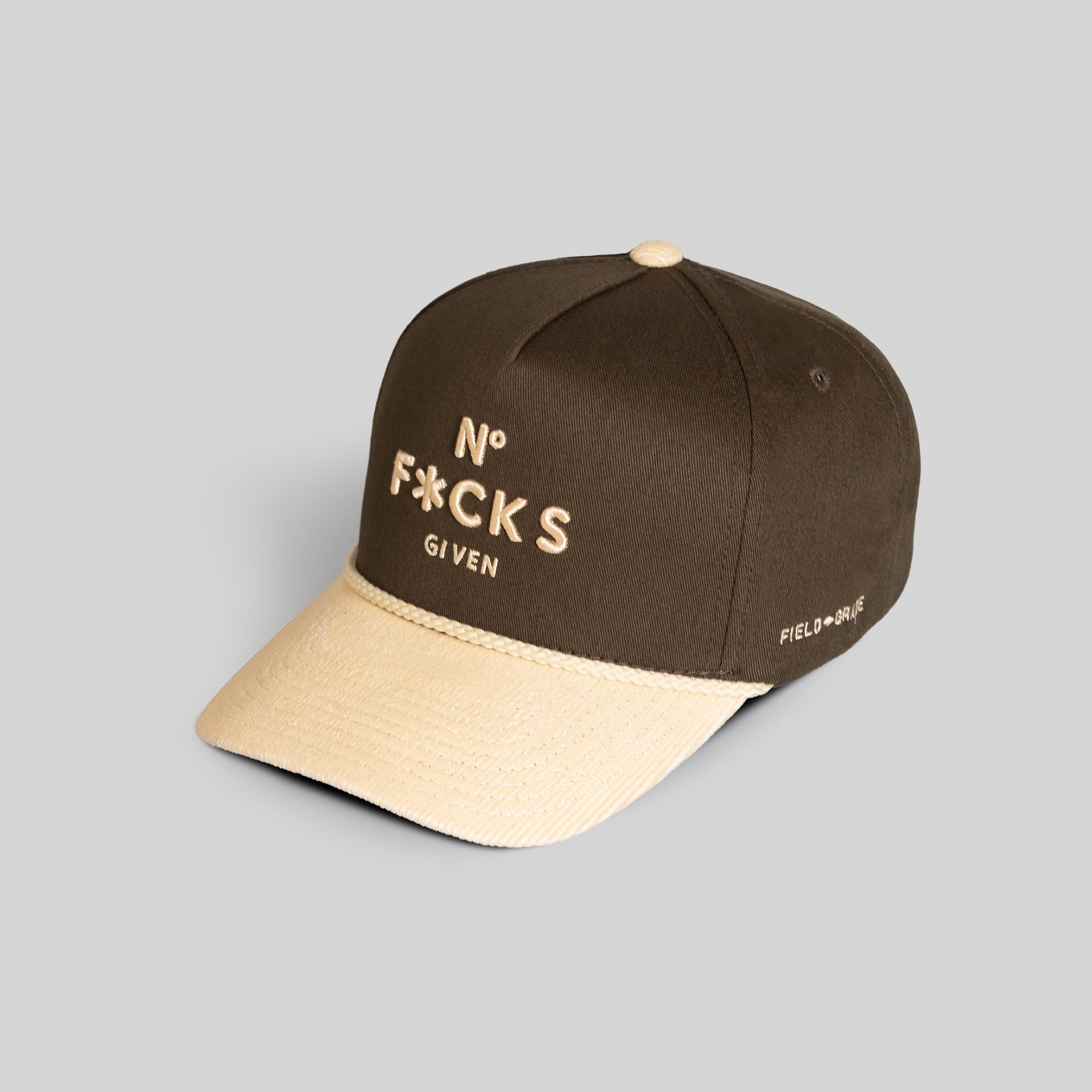 NO F*CKS GIVEN OLIVE SAND TWILL CORDUROY TRUCKER