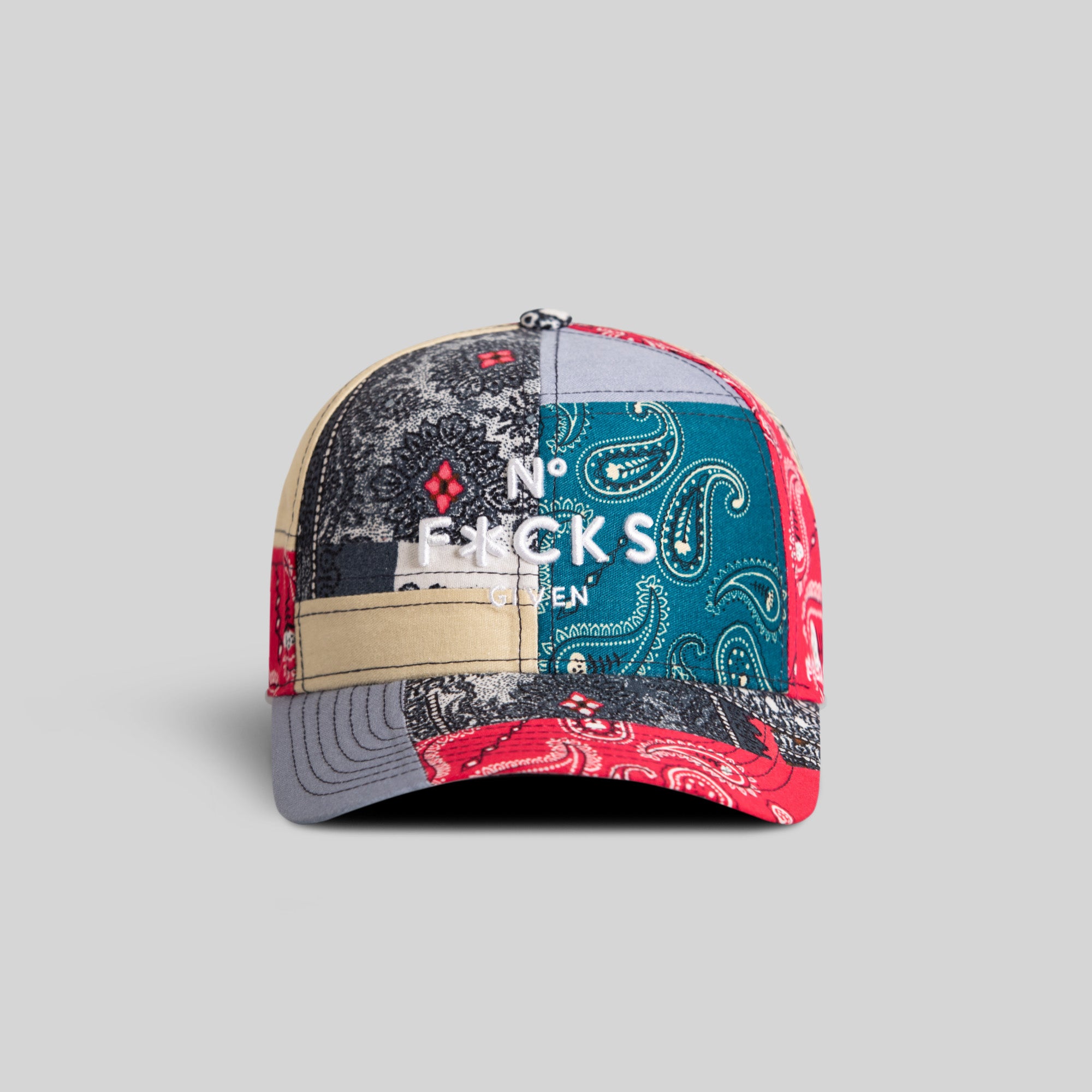 NO F*CKS GIVEN PATCHWORK BANDANA TRUCKER