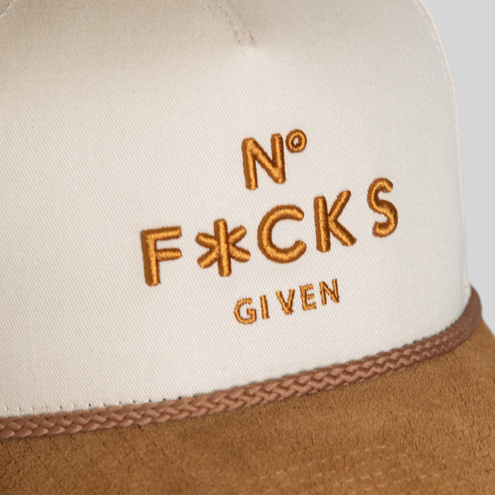 NO F*CKS GIVEN SAND WHEAT TWILL SUEDE TRUCKER