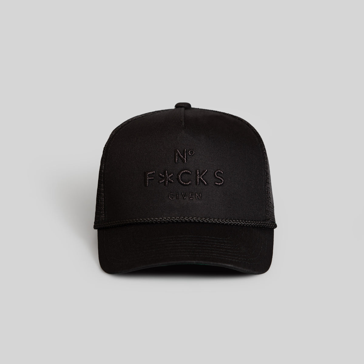 Funny No F*CKS GIVEN Black and Gold Trucker Hat NO F*CKS GIVEN FLAMES BLACK TWILL TRUCKER main image 2