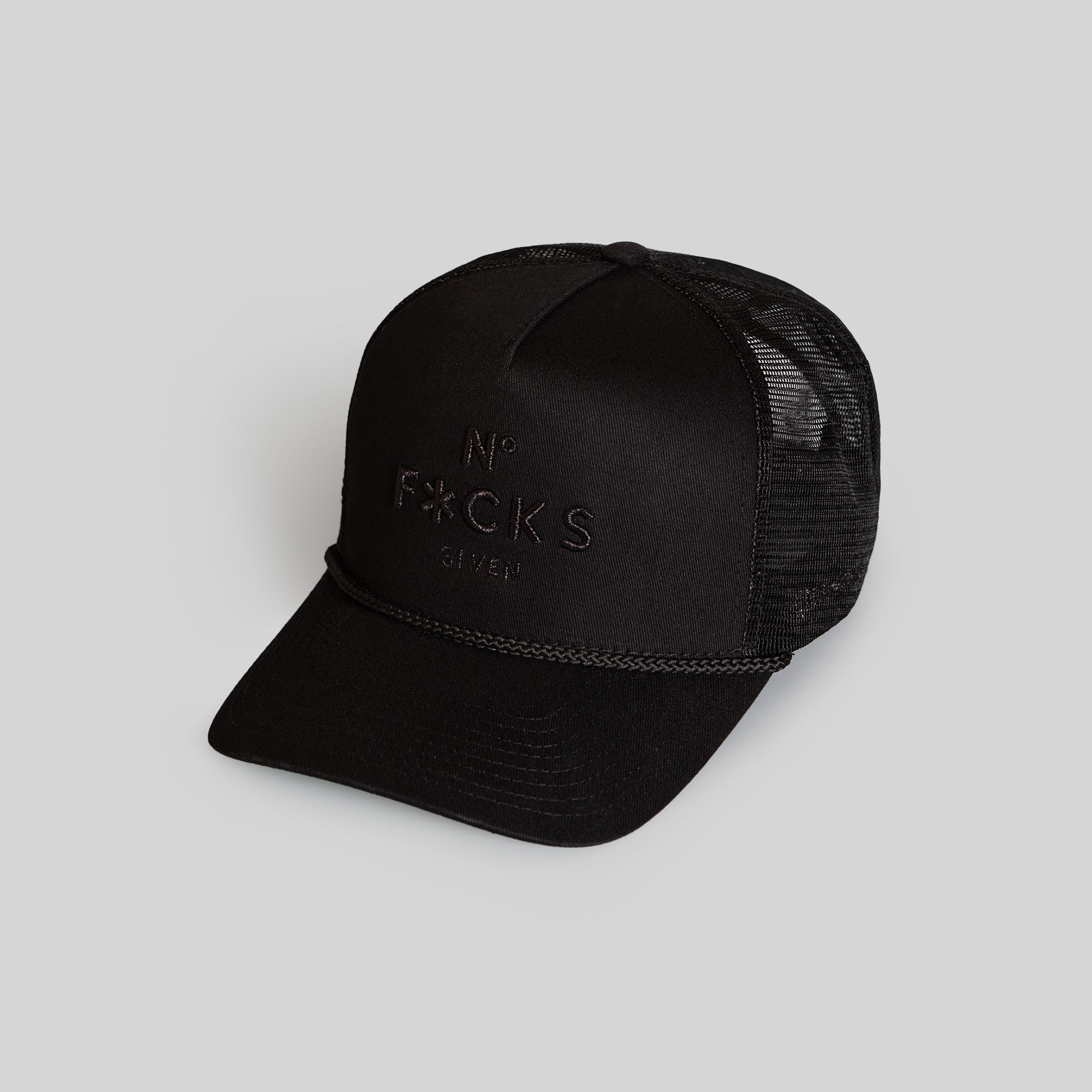 NO F*CKS GIVEN TRIPLE BLACK TWILL MESH TRUCKER