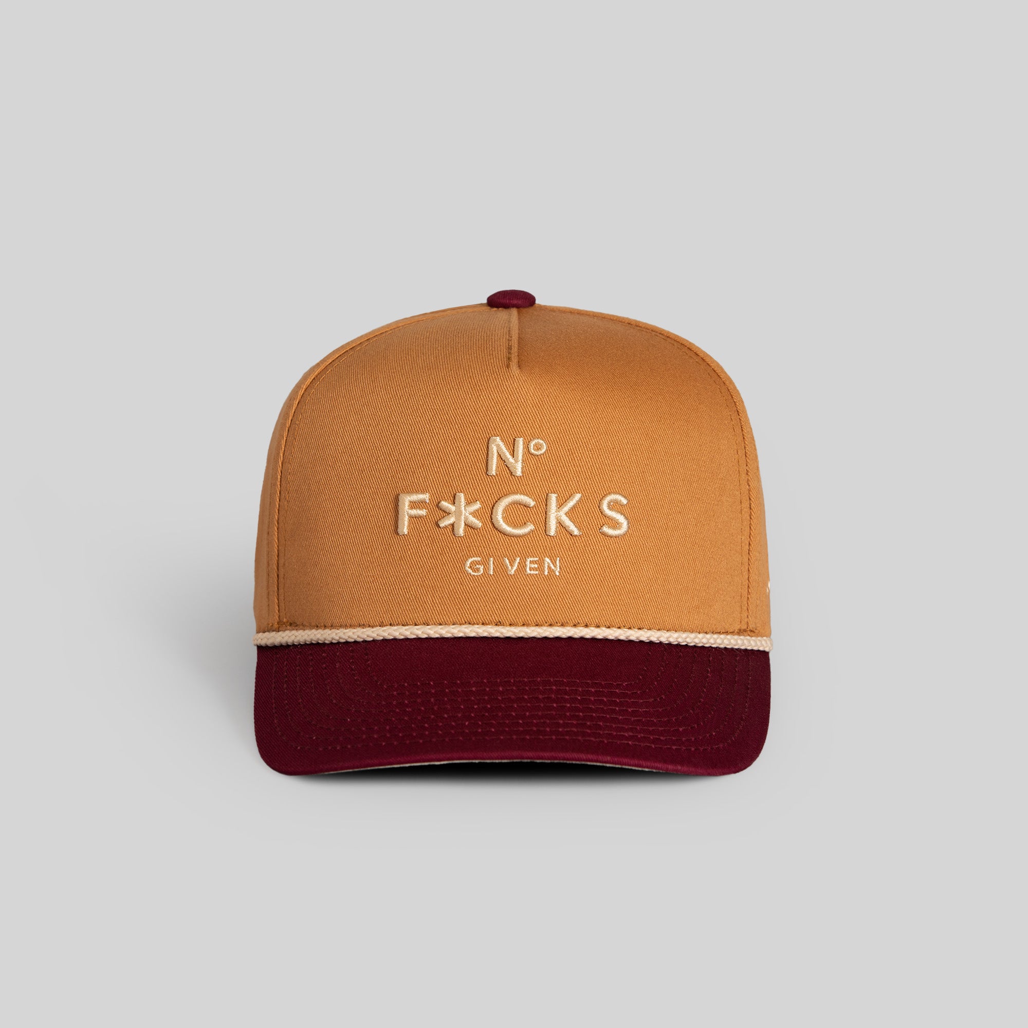 NO F*CKS GIVEN WHEAT BORDEAUX TWILL TRUCKER