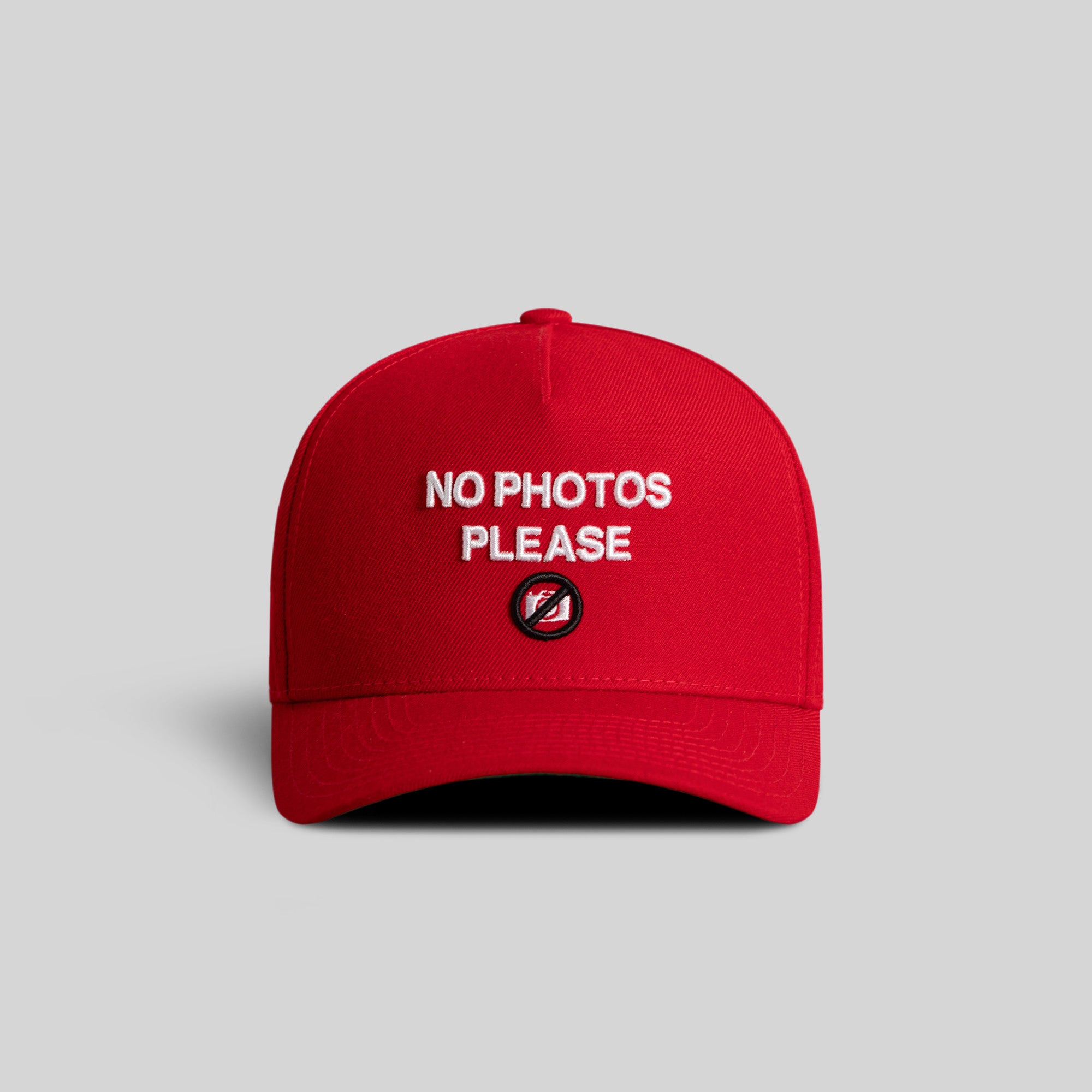 NO PHOTOS PLEASE VARSITY RED TRUCKER