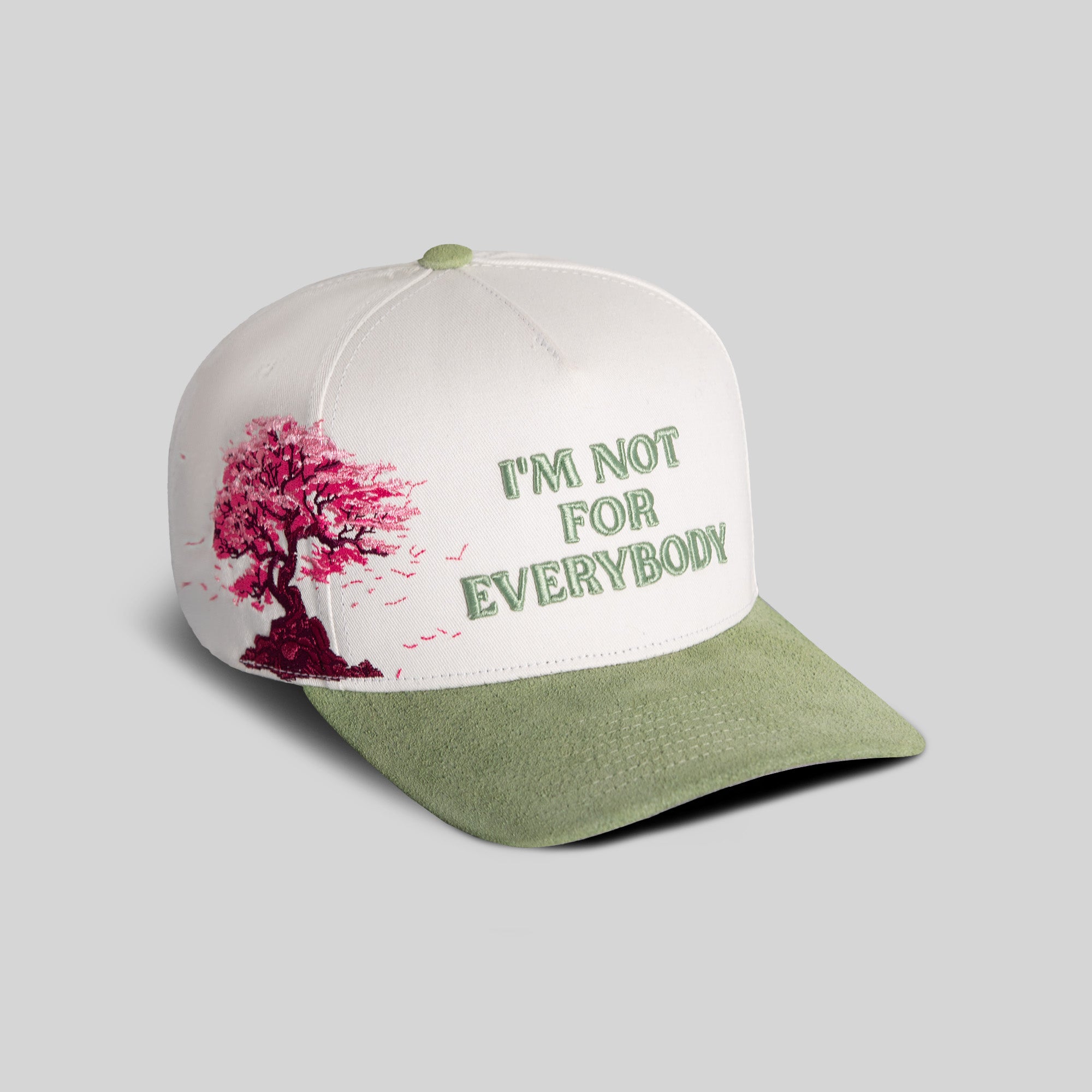 I'M NOT FOR EVERYBODY CHERRY BLOSSOM TWILL SUEDE TRUCKER