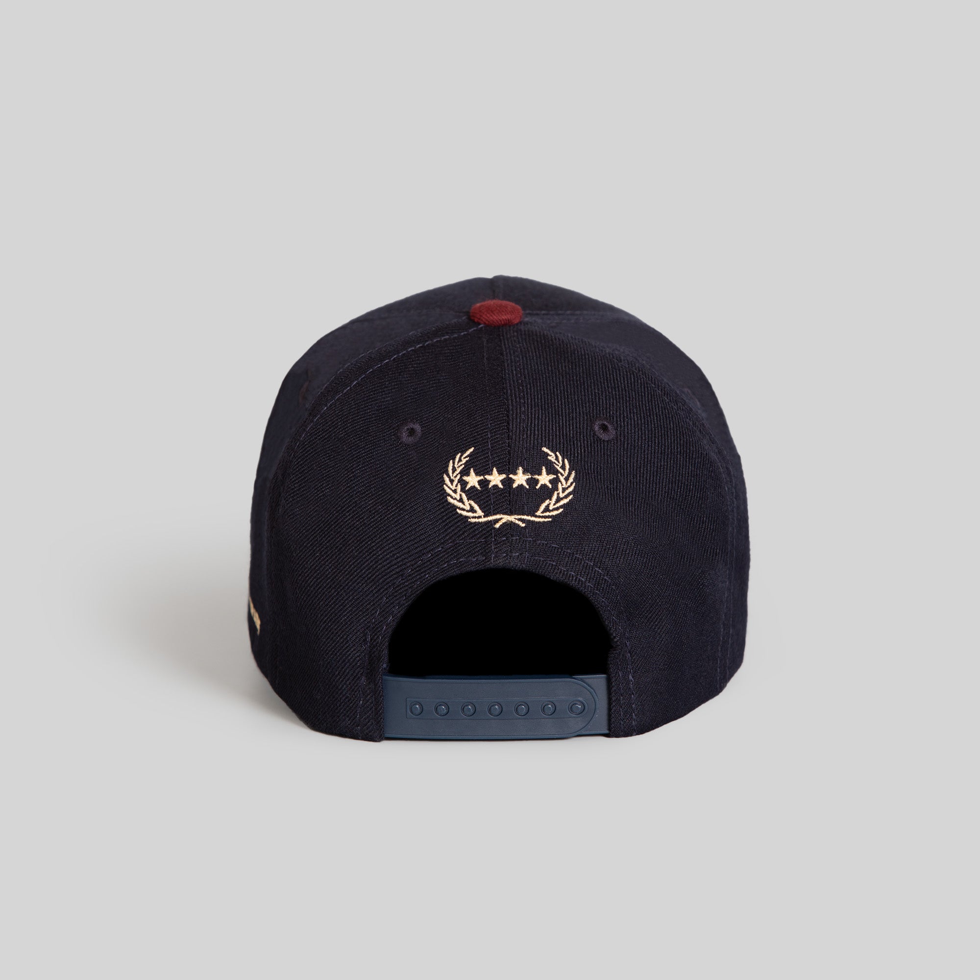 ON BUSINESS BORDEAUX DEEP NAVY WOOL TRUCKER HAT