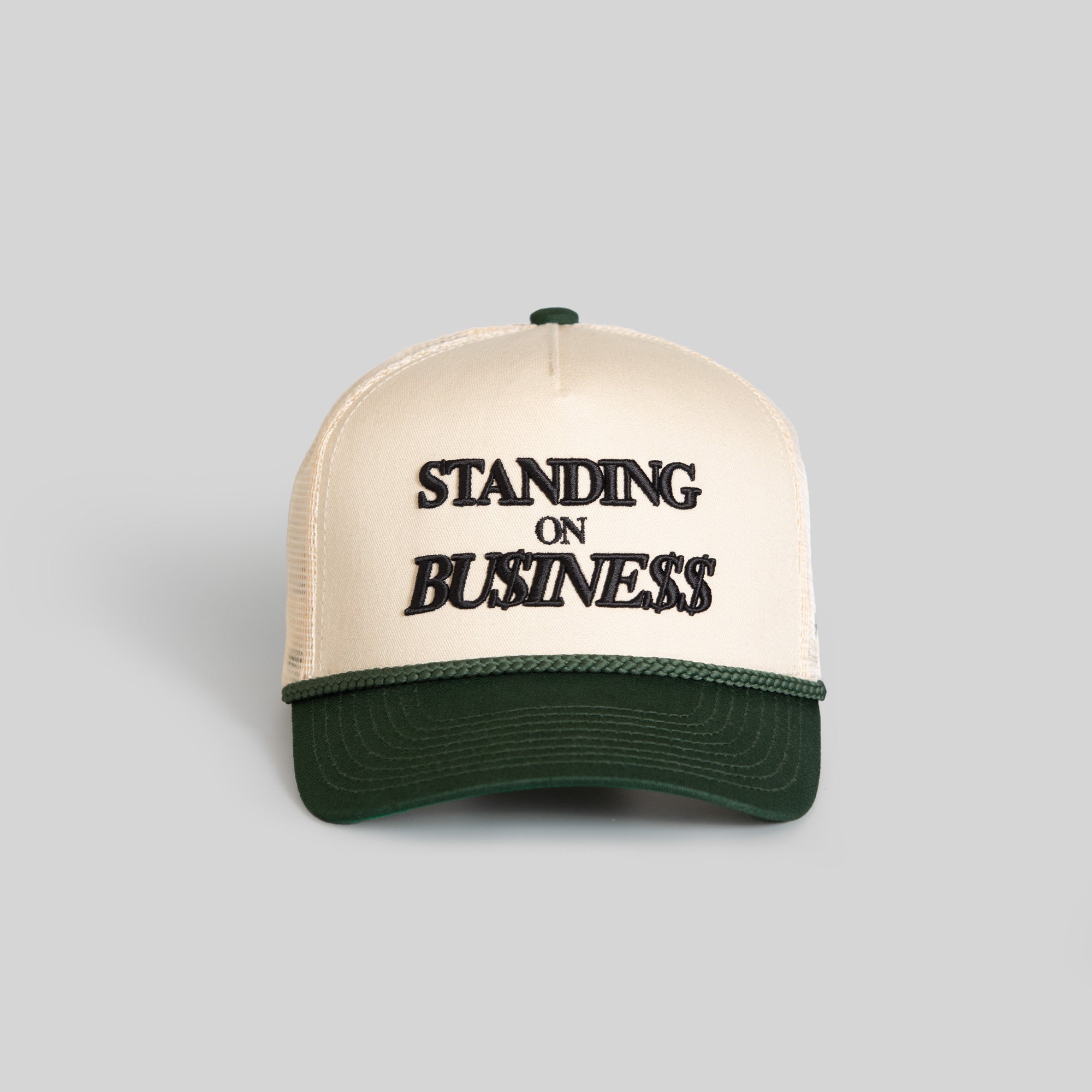 ON BUSINESS SAND FG GREEN TWILL MESH TRUCKER